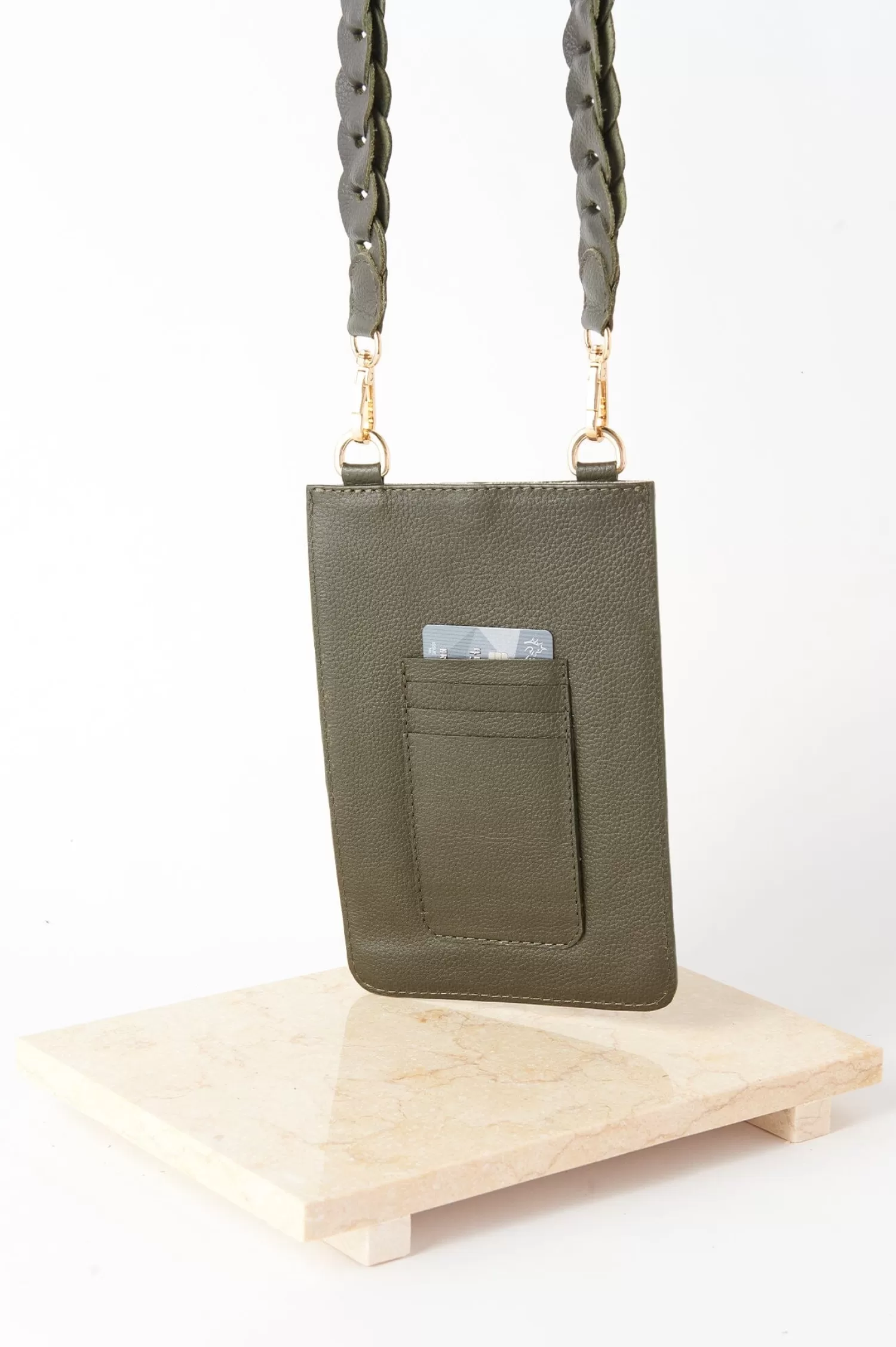 Carolina Mobile Phone Straps & Holders | Cross Body*Adelina Mobile Phone Holder Olive Soft Leather