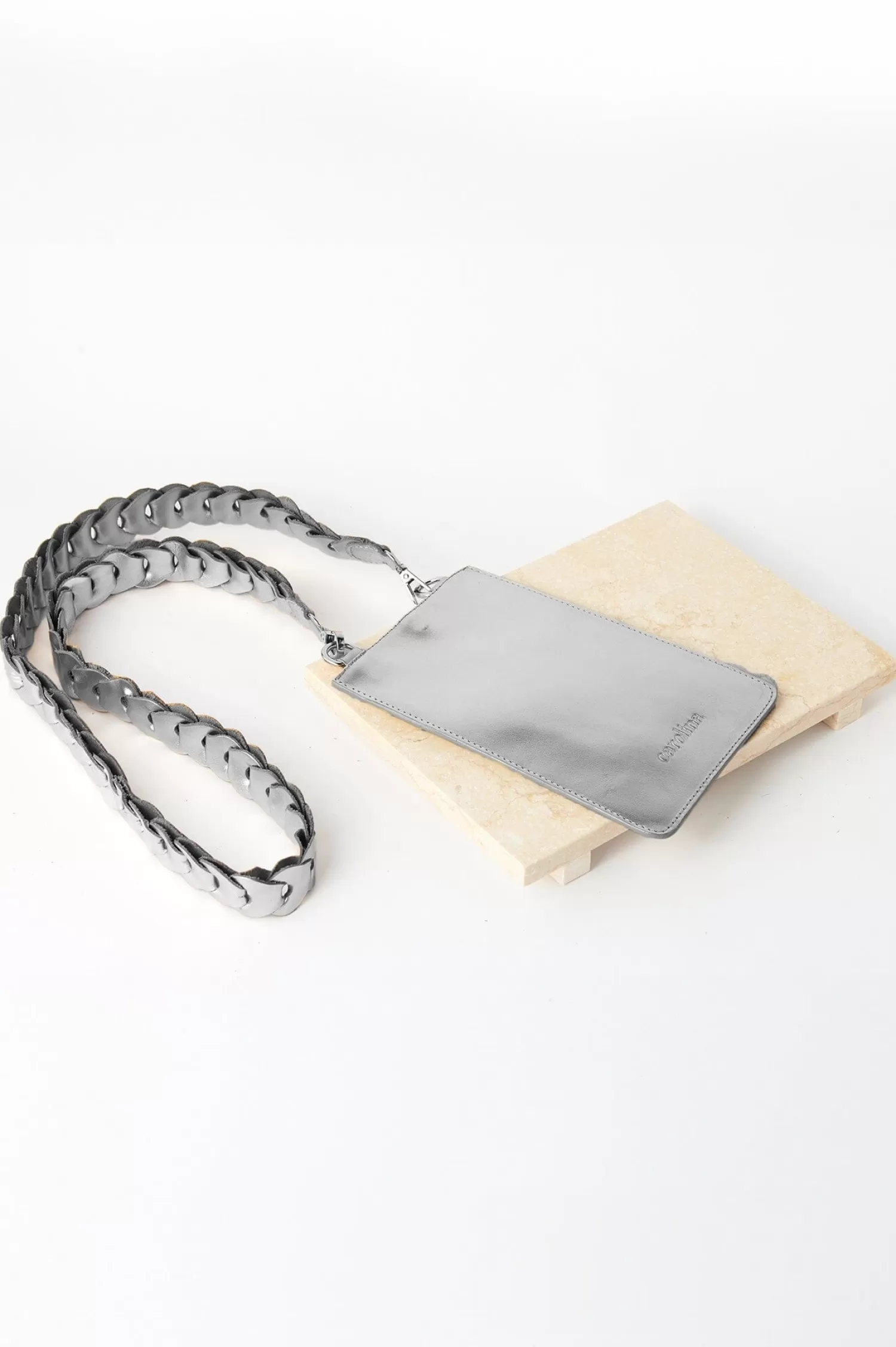 Carolina Mobile Phone Straps & Holders | Cross Body*Adelina Mobile Phone Holder Silver Metallic Leather