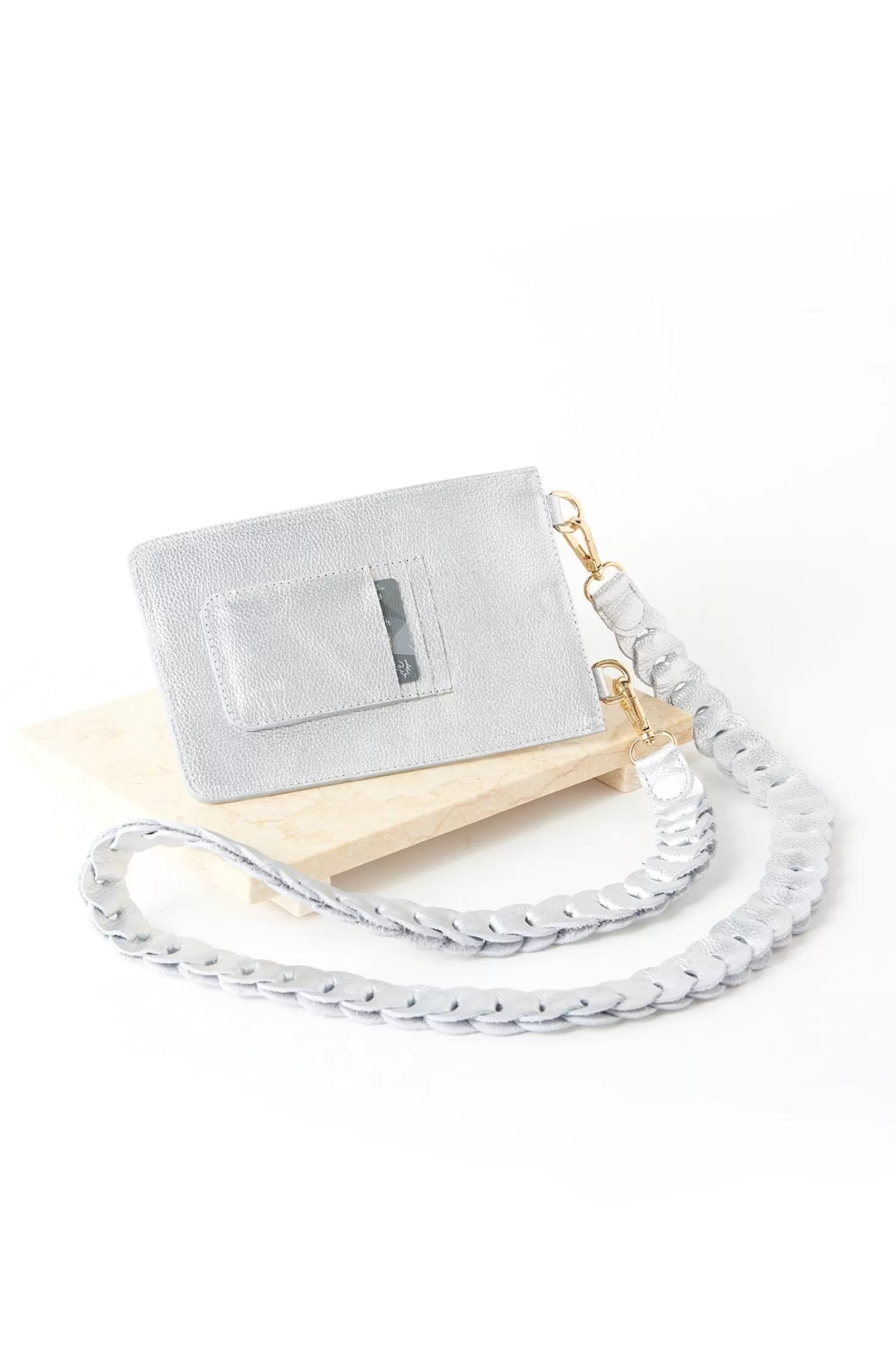 Carolina Mobile Phone Straps & Holders | Cross Body*Adelina Mobile Phone Holder Silver Soft Leather