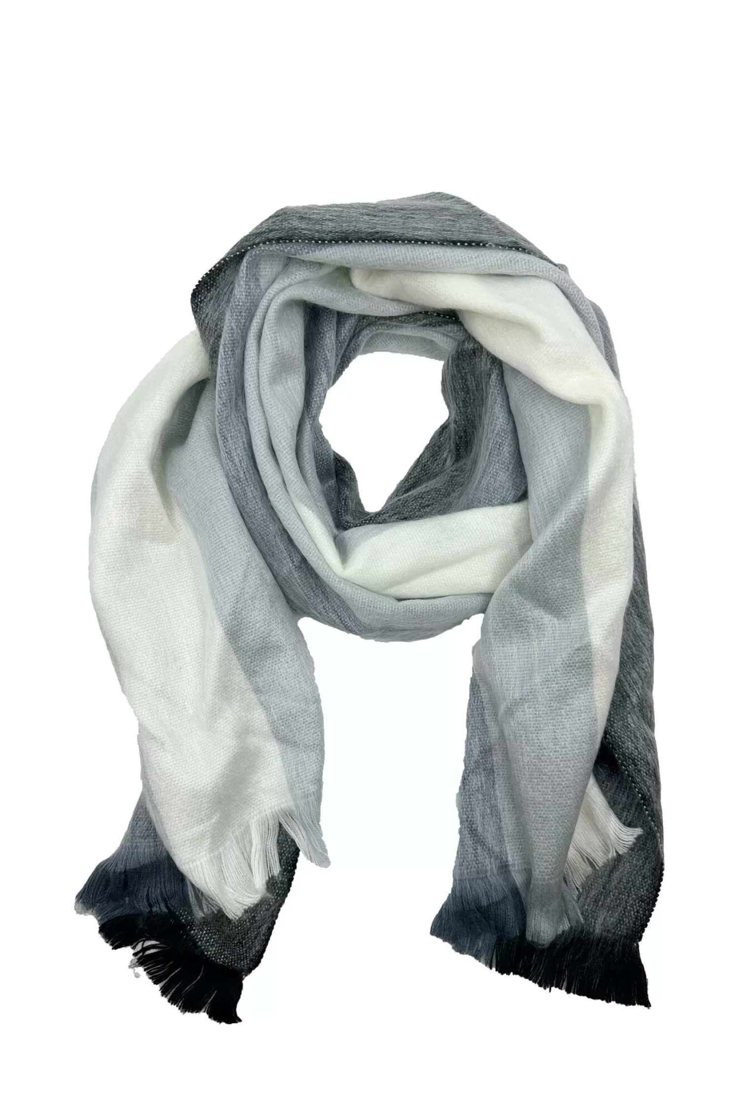 Carolina Scarves*Alpaca Wrap Striped Multi Colour Grey