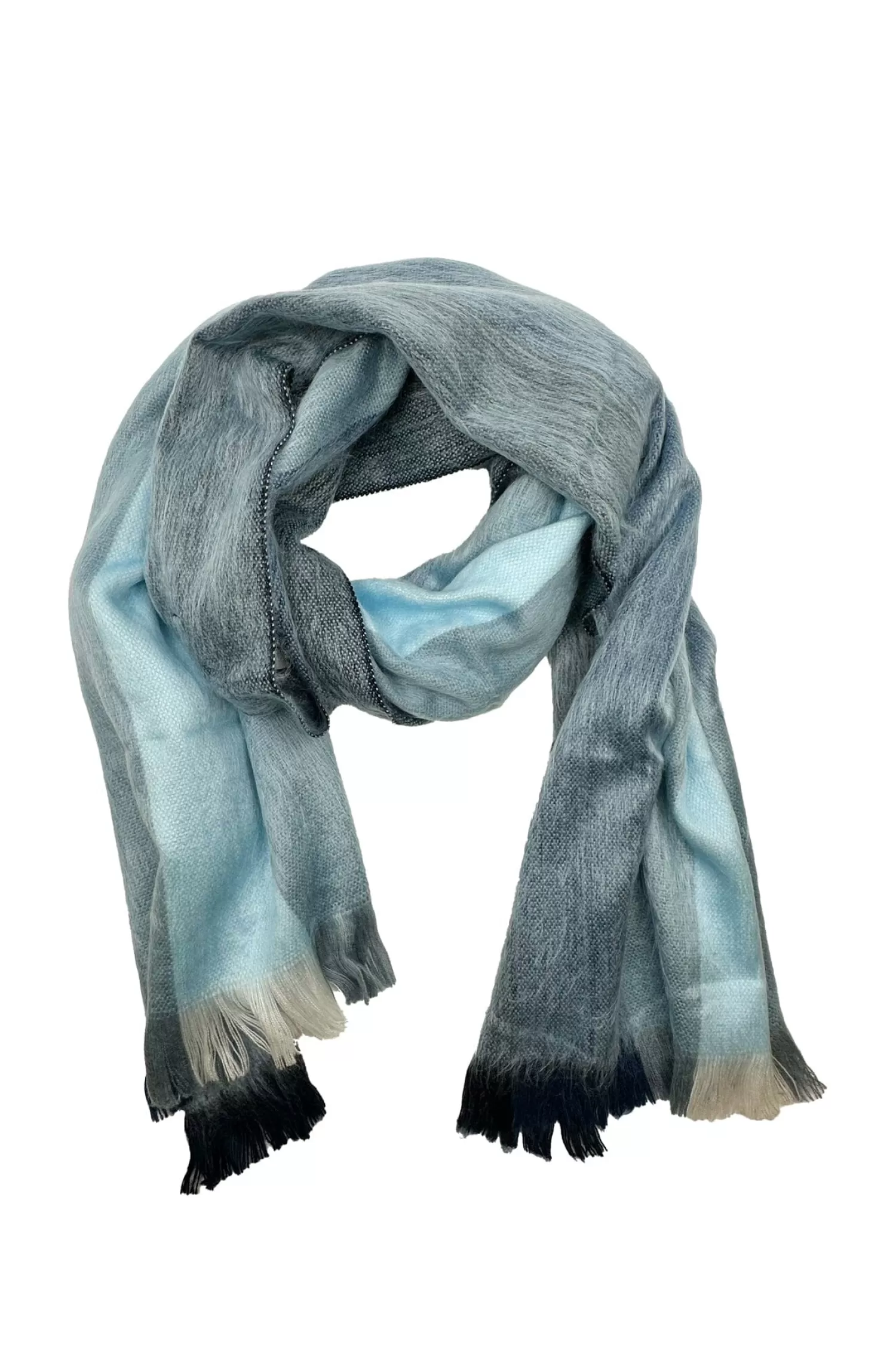 Carolina Scarves*Alpaca Wrap Striped Multi Colour Light Blue