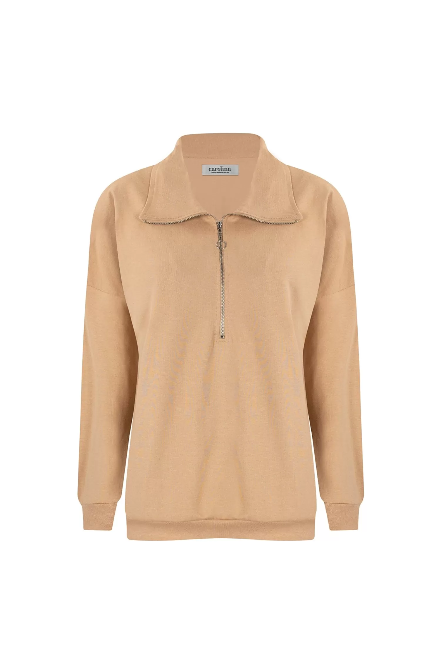 Carolina Knitwear*Amara Half Zip Jumper Tan