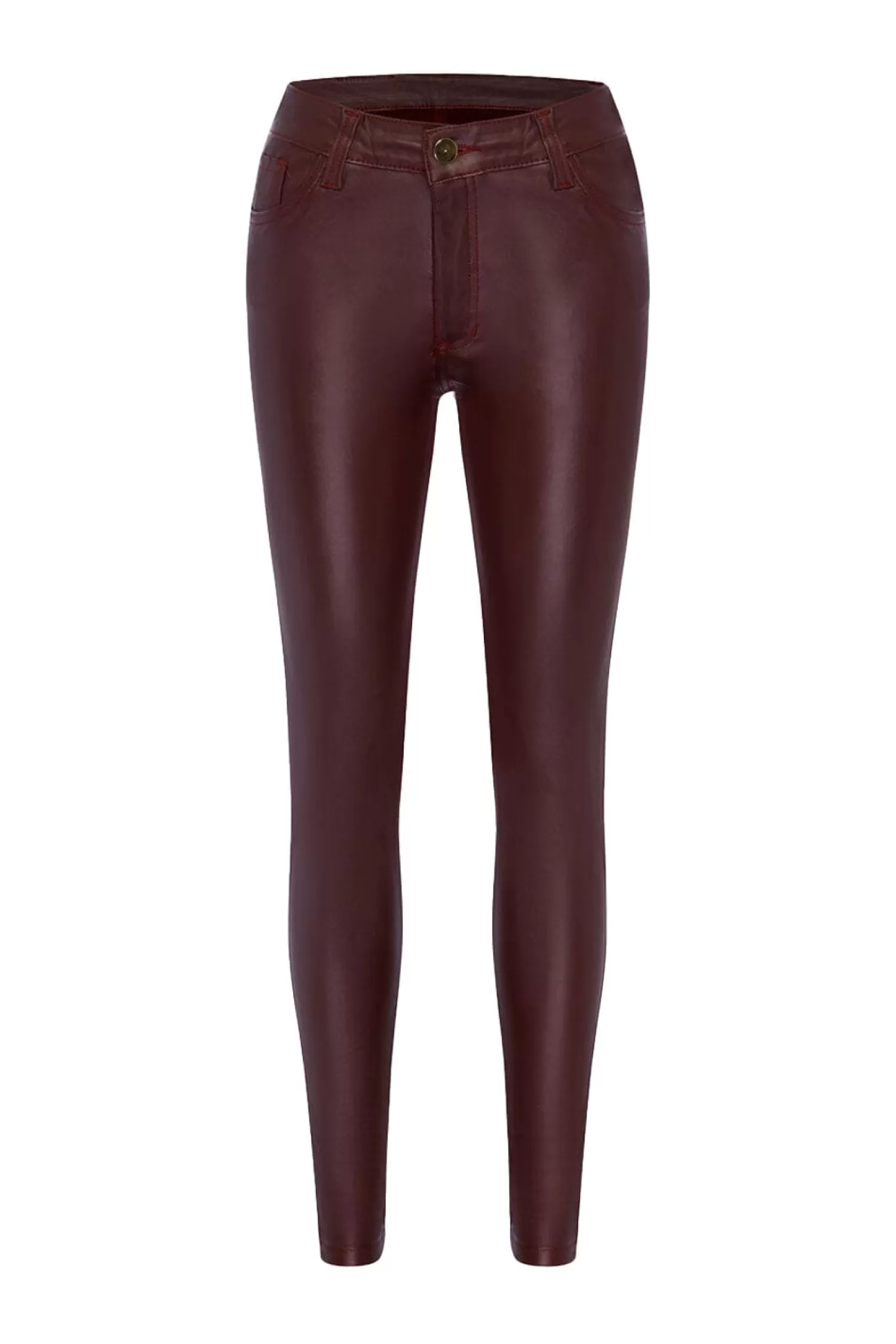 Carolina Jeans*Amber Coated Skinny Jeans Burgundy