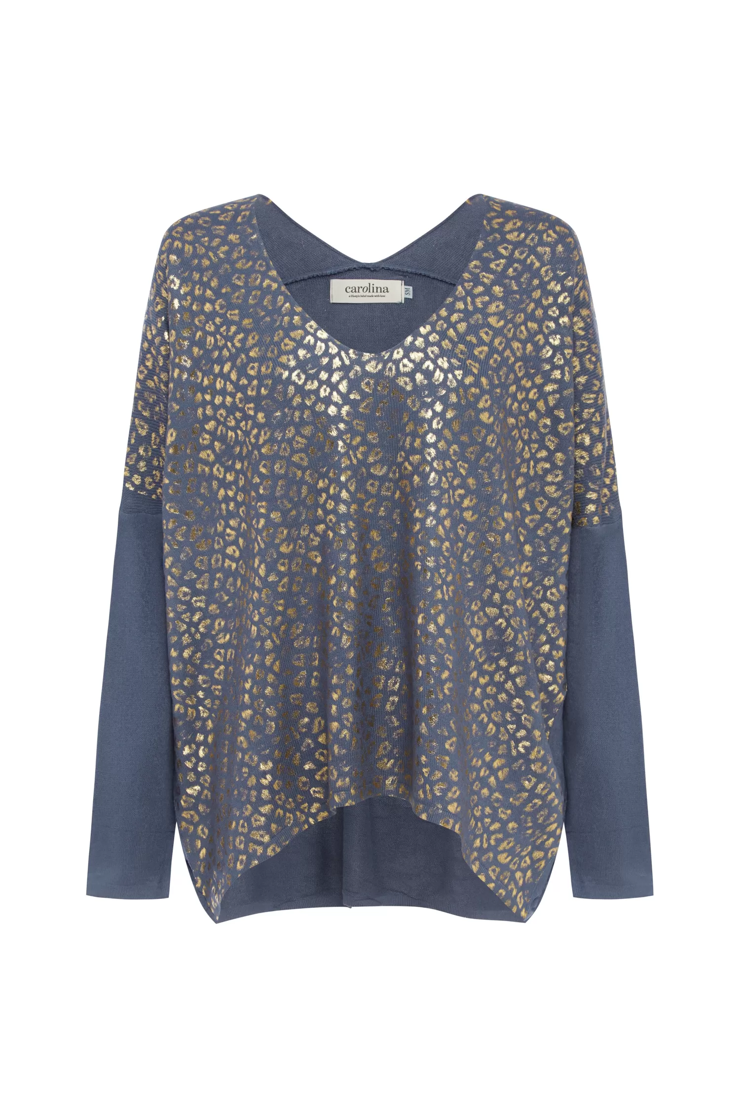 Carolina Knitwear*Araya Animal Print Jumper Blue