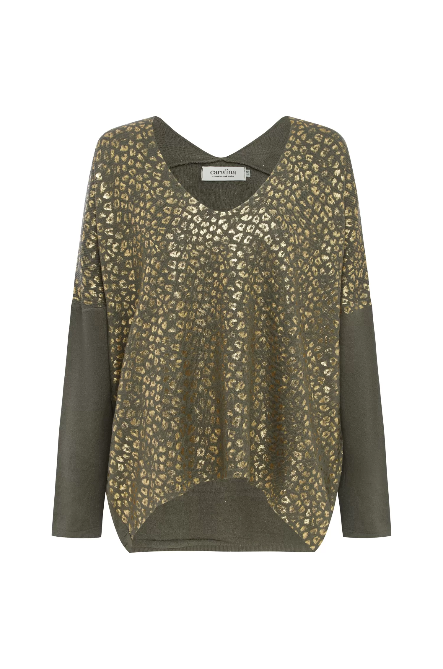 Carolina Knitwear*Araya Animal Print Jumper Olive