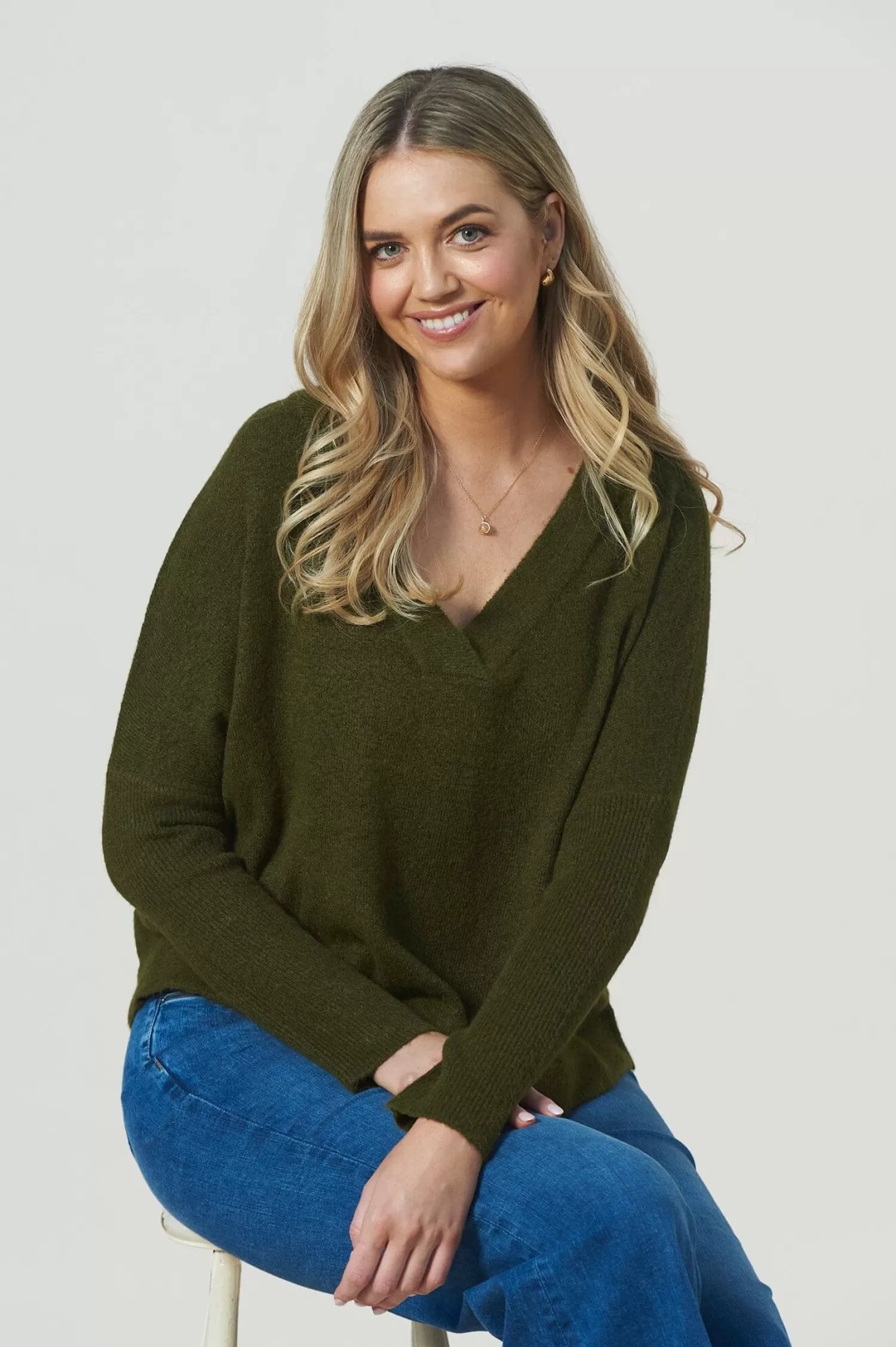 Carolina Knitwear*Ashlee Jumper Olive