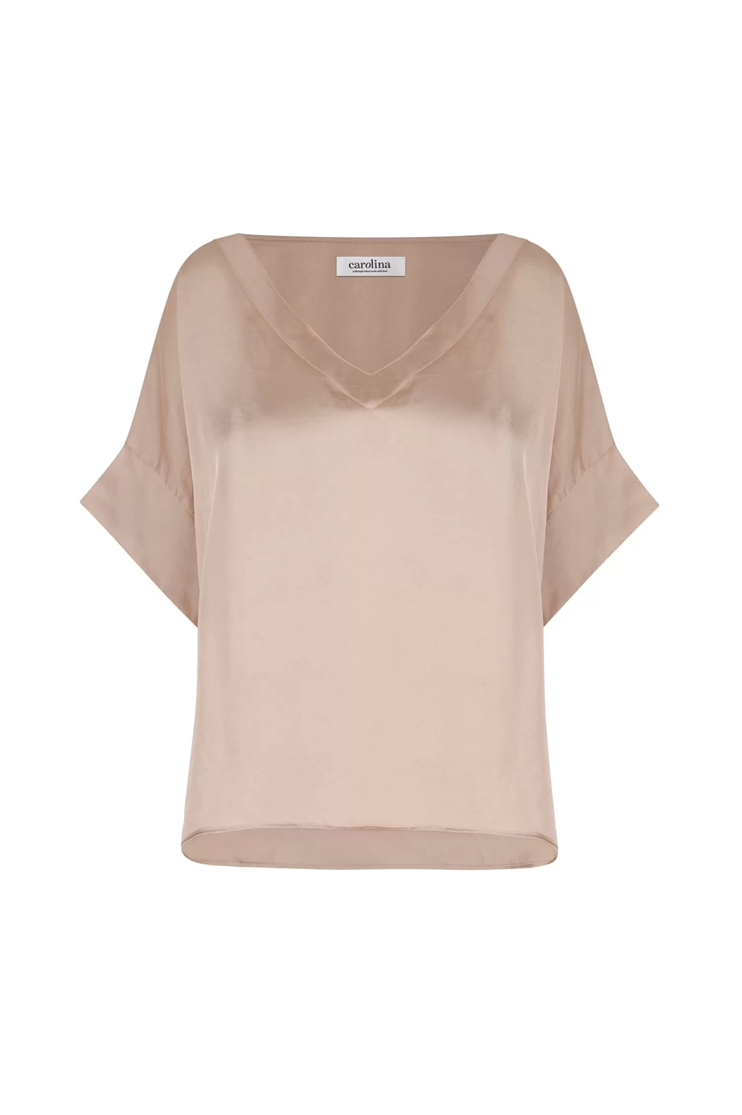 Carolina Bianca Tops | Short Sleeve*Bianca Short Sleeve Top Almond with V Neck