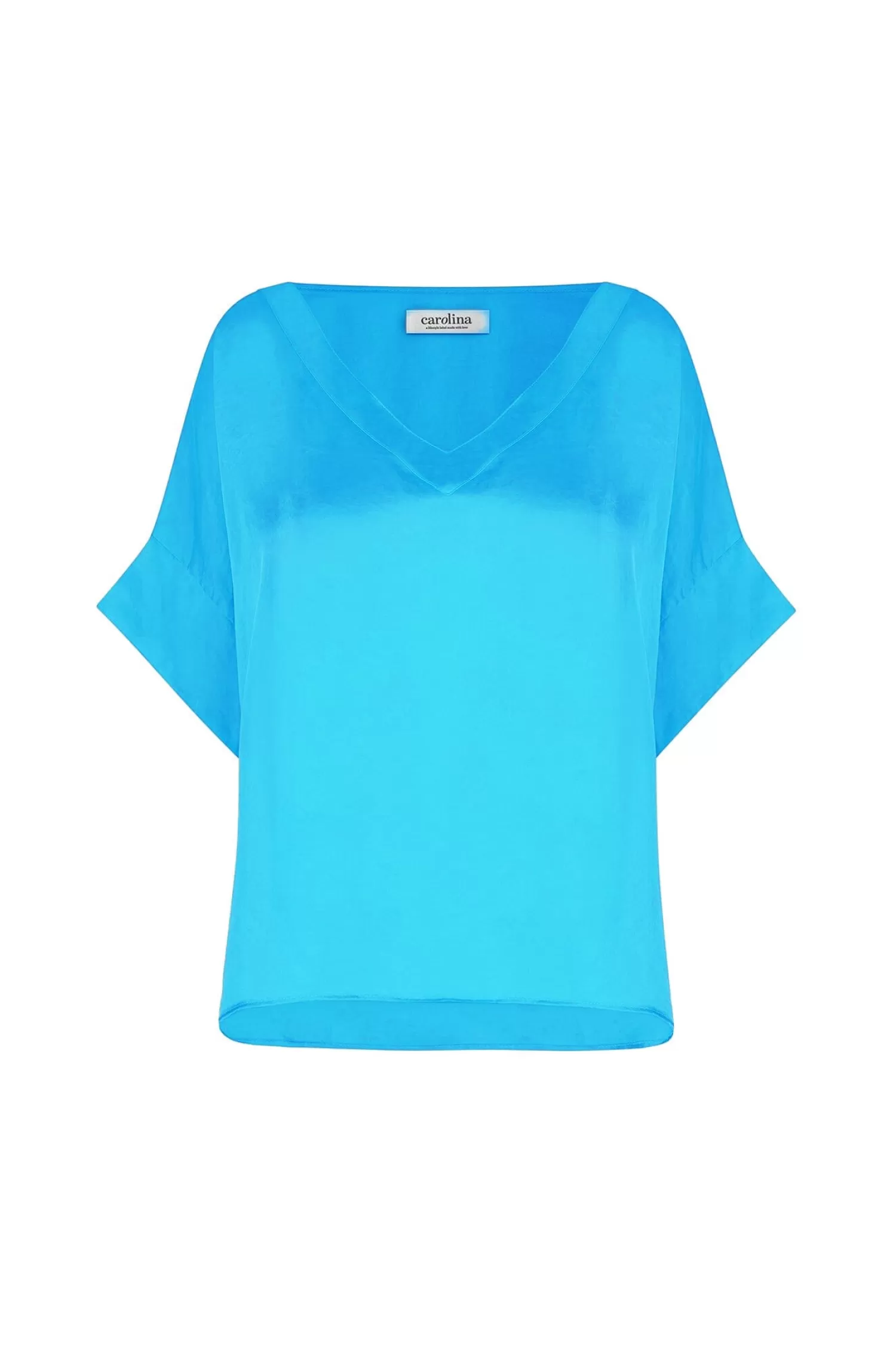 Carolina Bianca Tops | Short Sleeve*Bianca Short Sleeve Top Capri Blue with V Neck