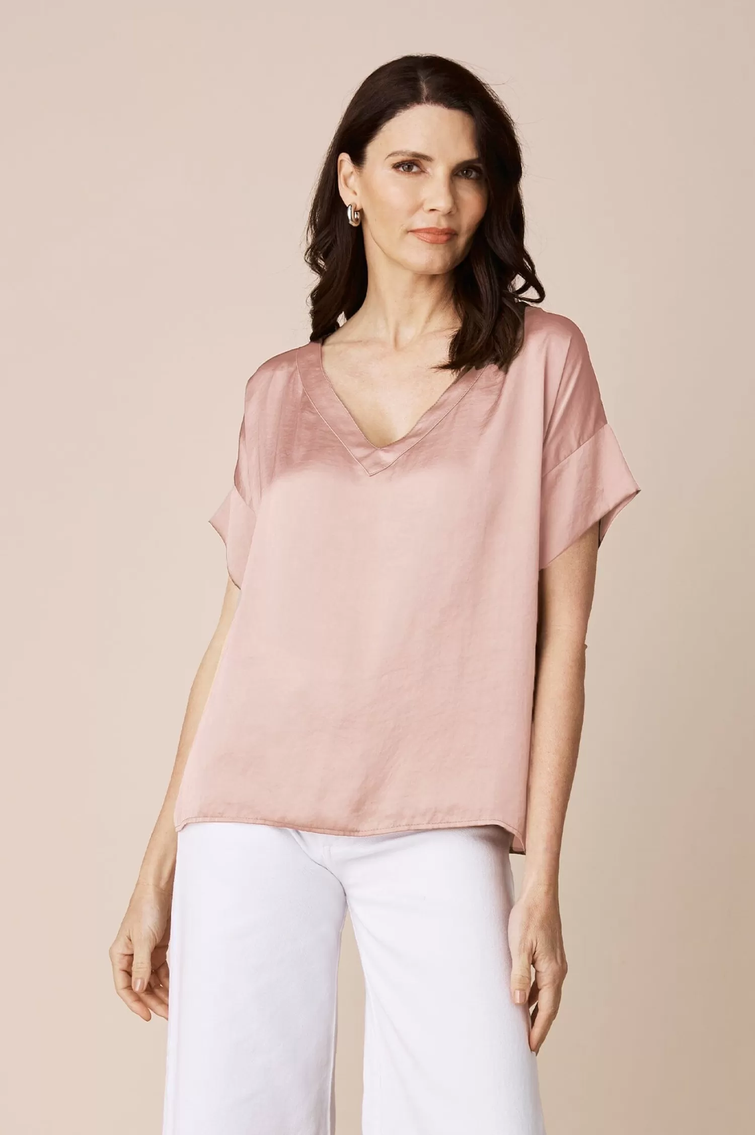 Carolina Bianca Tops | Short Sleeve*Bianca Short Sleeve Top Champagne with V Neck