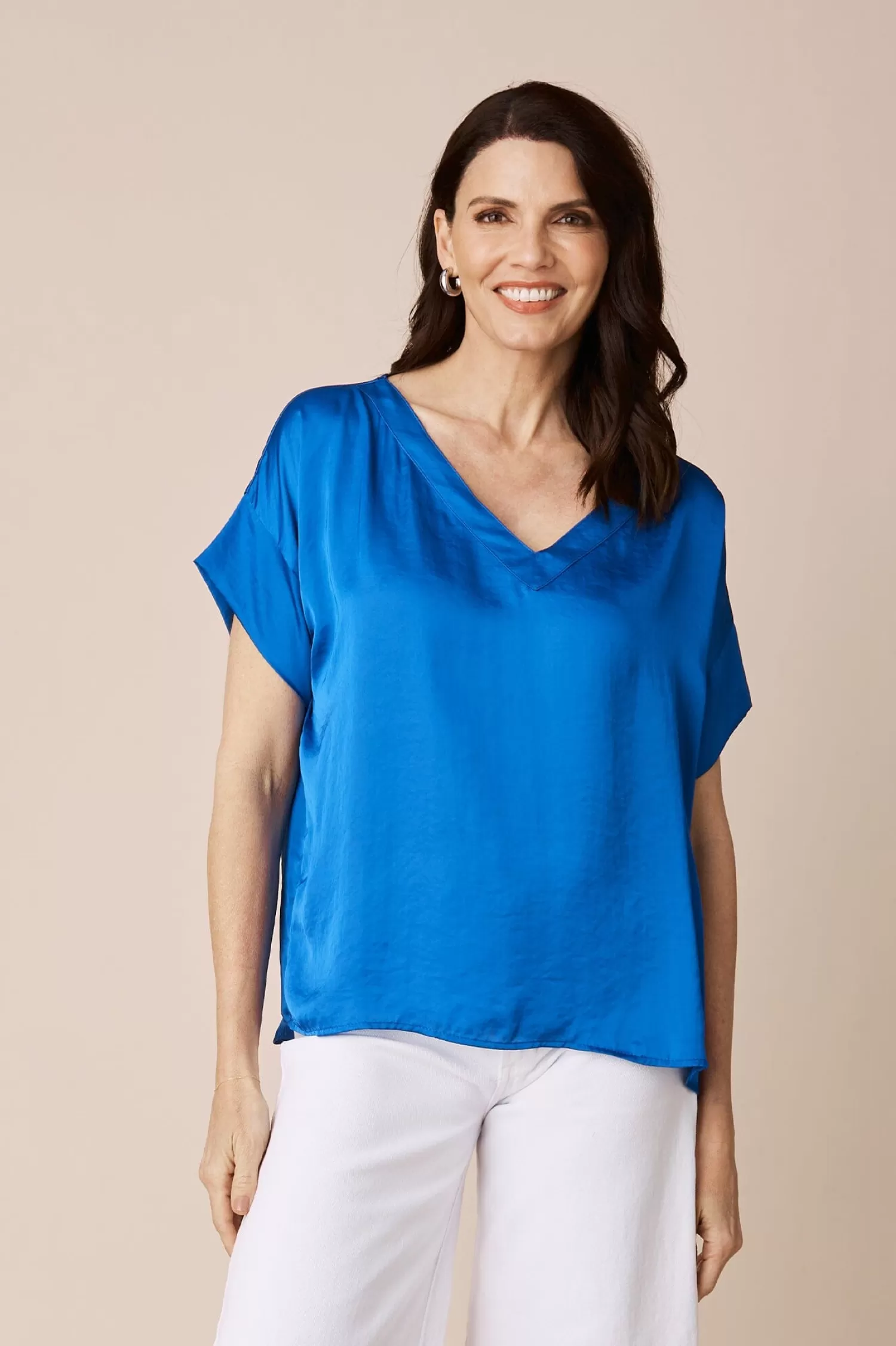 Carolina Bianca Tops | Short Sleeve*Bianca Short Sleeve Top Cobalt with V Neck