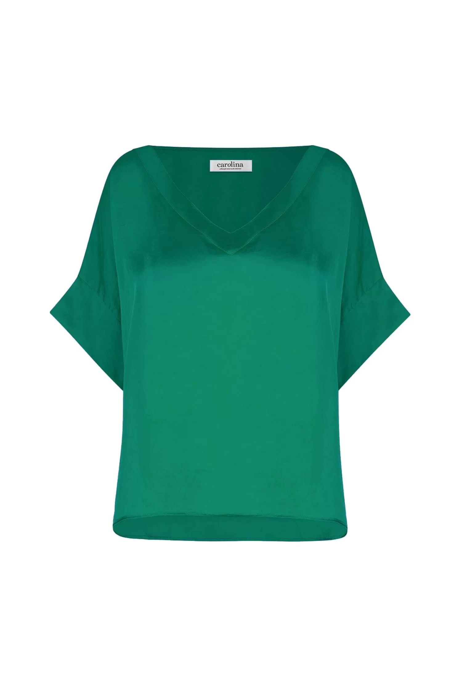 Carolina Bianca Tops | Short Sleeve*Bianca Short Sleeve Top Emerald with V Neck