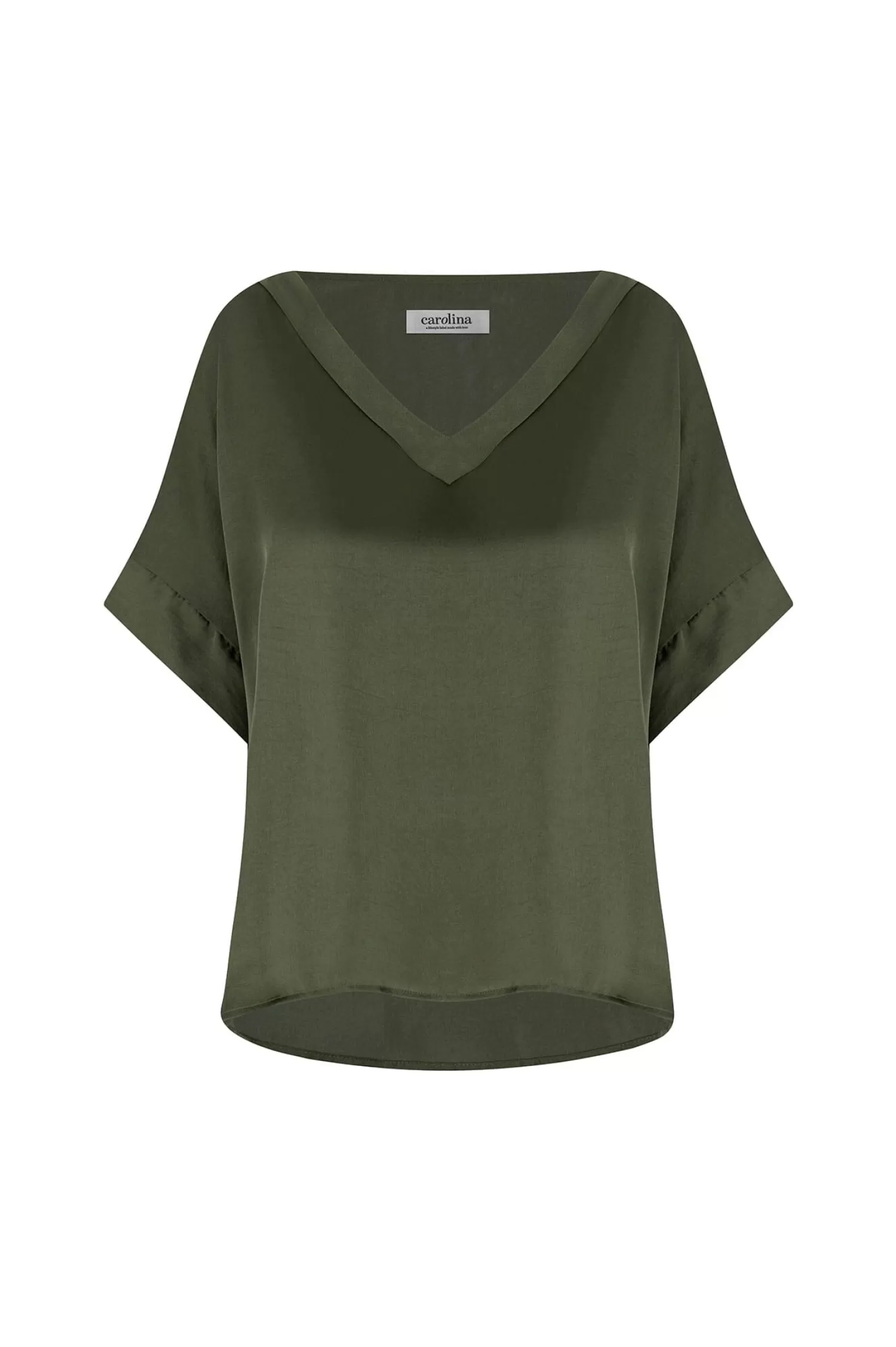 Carolina Bianca Tops | Short Sleeve*Bianca Short Sleeve Top Olive with V Neck