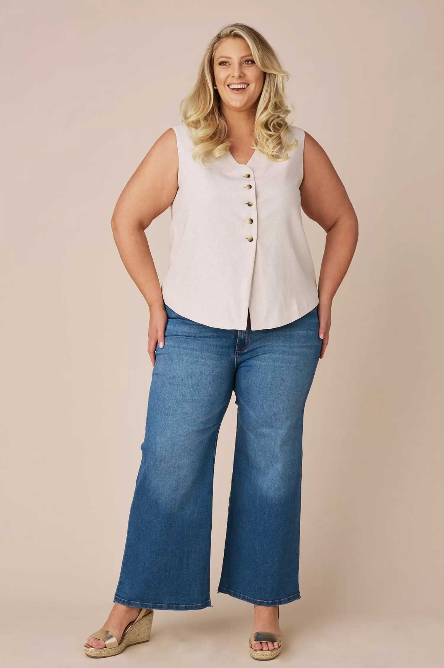 Carolina Jeans*Cammy High Rise Wide Leg Denim Jeans