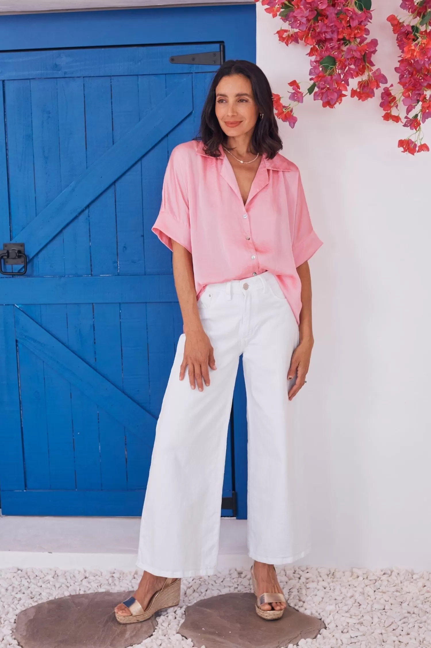 Carolina Jeans*Cammy High Rise Wide Leg White Jeans