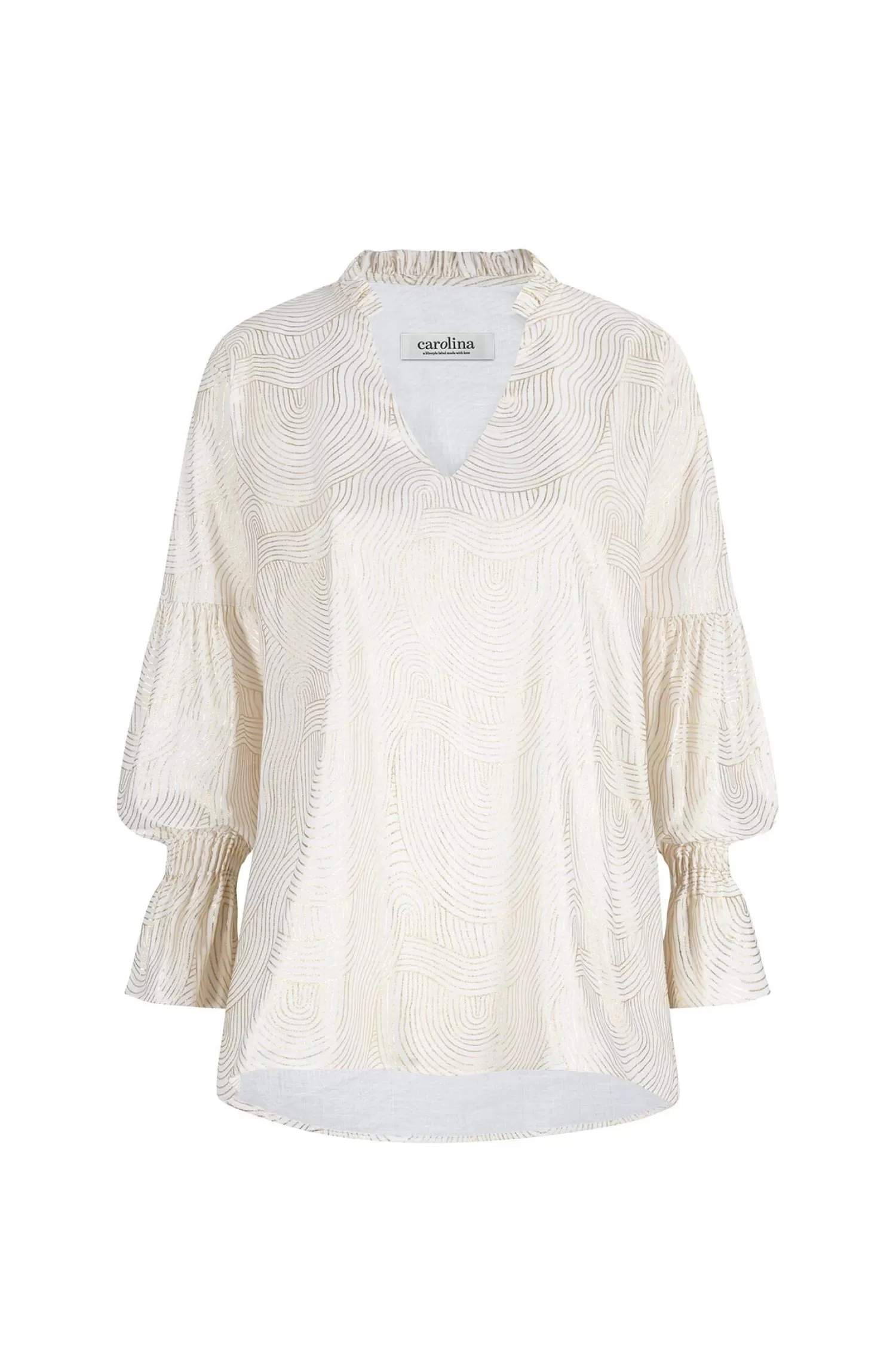 Carolina Long Sleeve*Carmela Top Ivory  with Gold