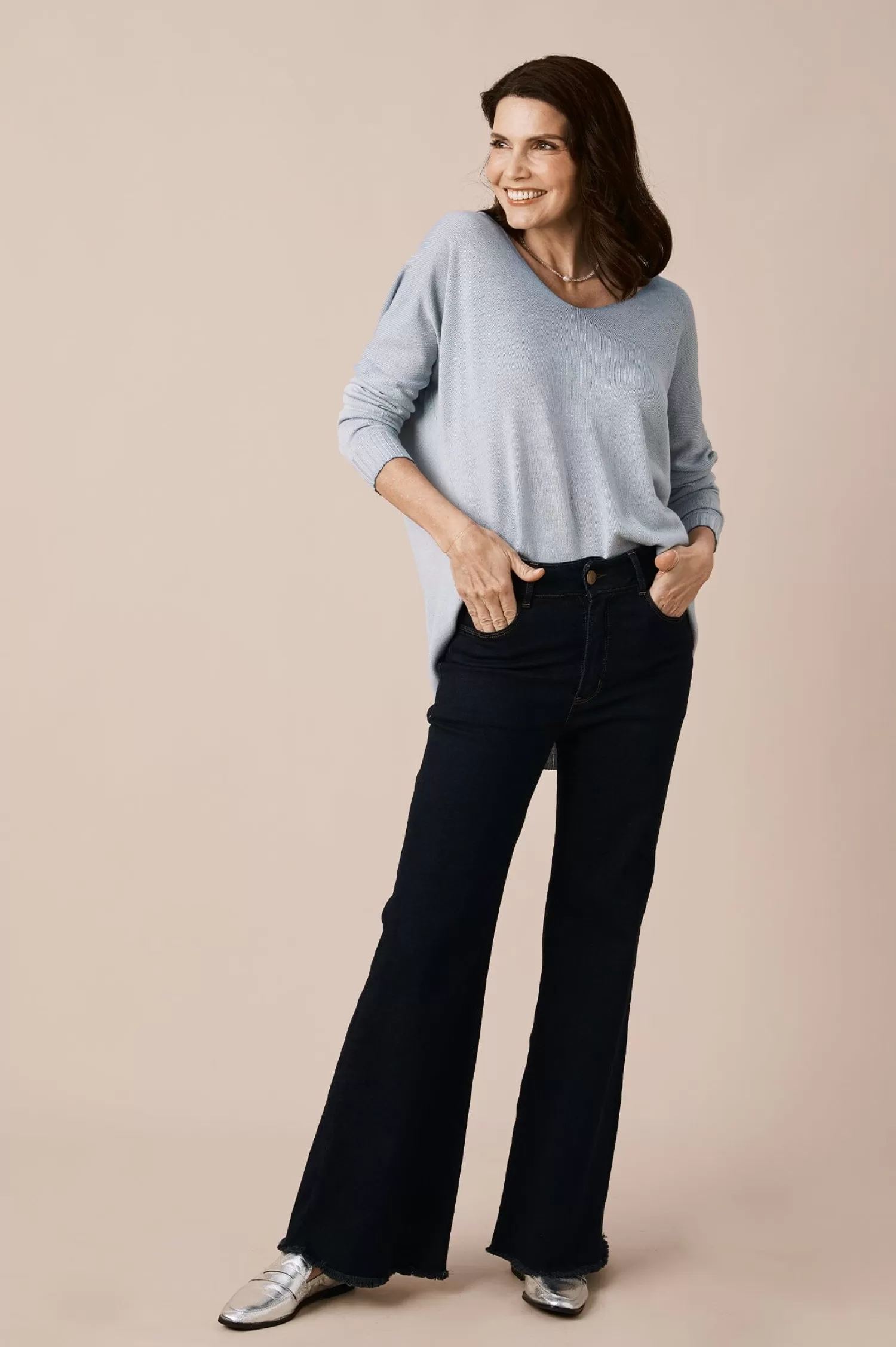 Carolina Jeans*Colette Wide Leg Dark Denim Jeans