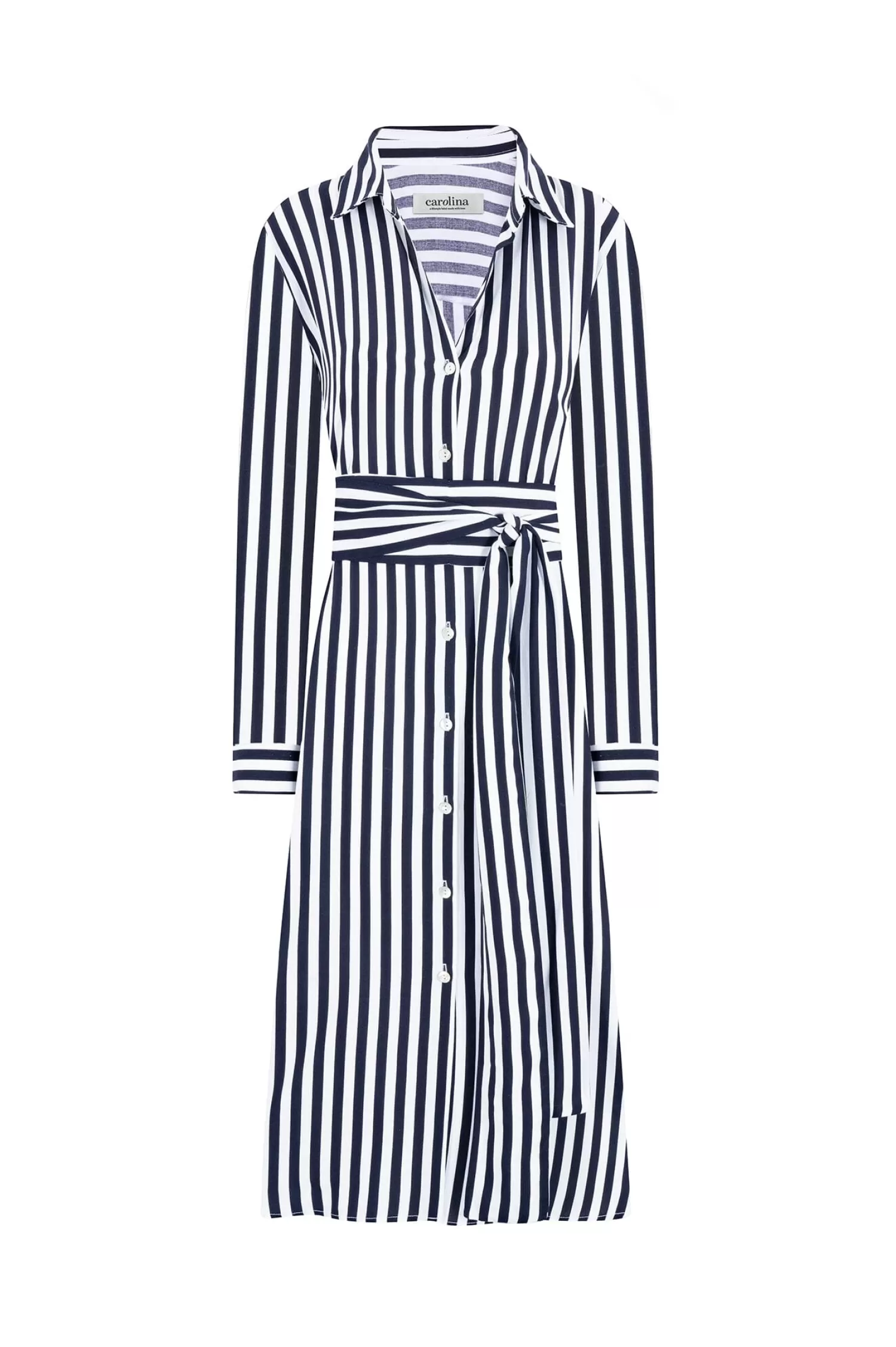 Carolina Long Sleeve*Corsica Stripe Dress Navy and White