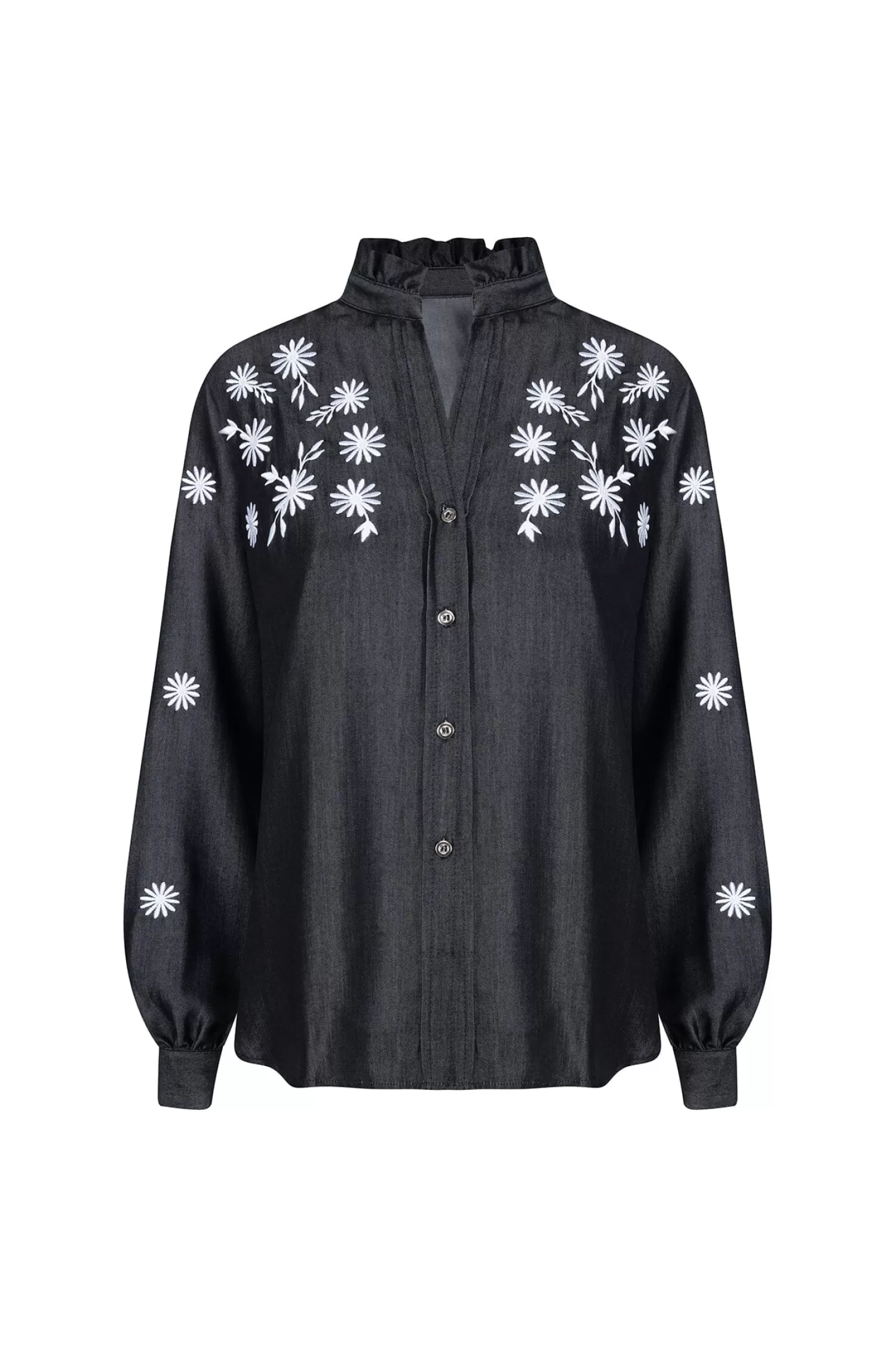 Carolina Long Sleeve*Daphne Embroidered Collared Shirt