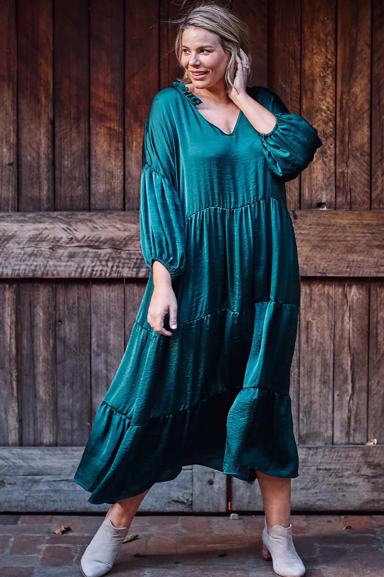 Carolina Long Sleeve*Elianna Dress Forest Green