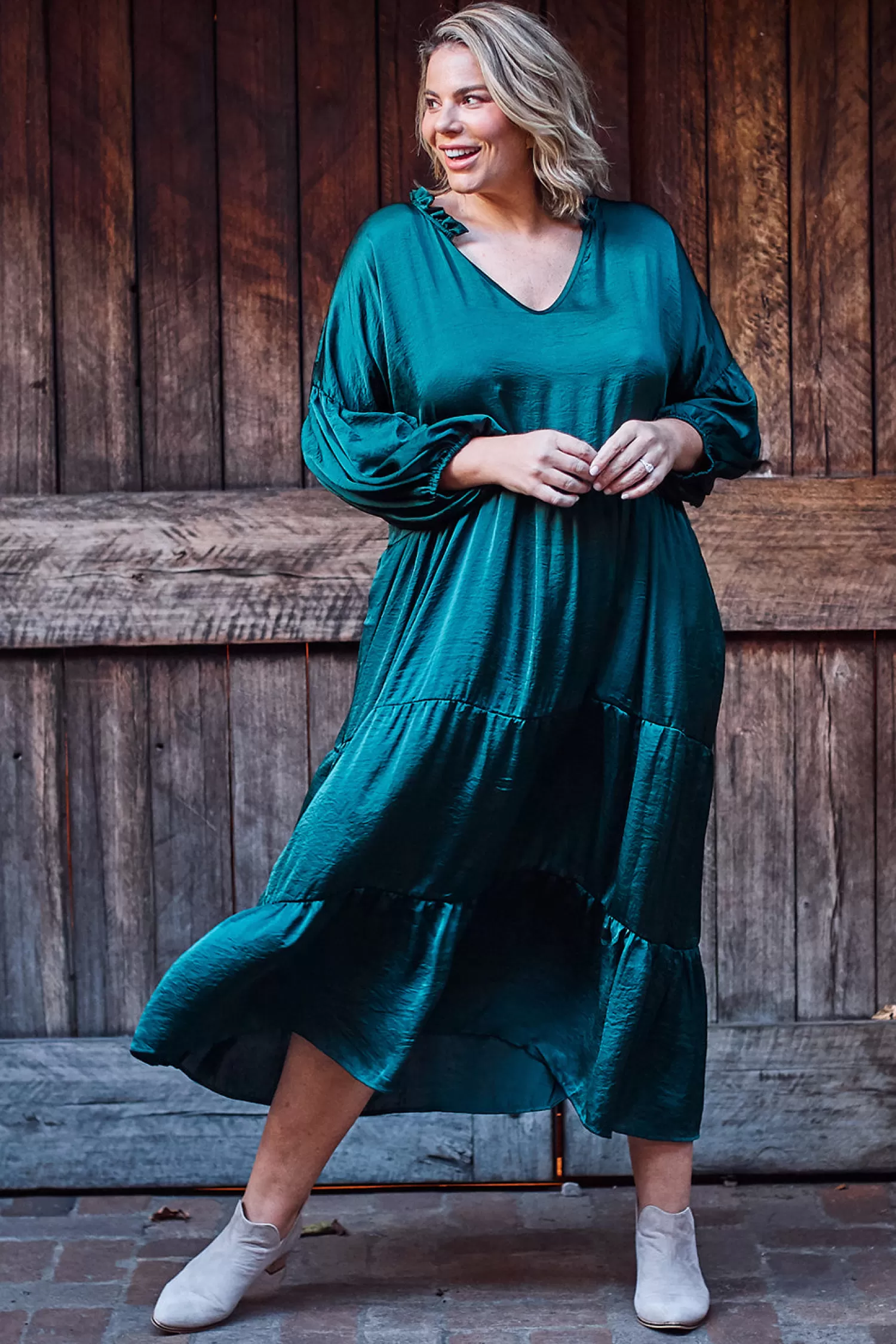 Carolina Long Sleeve*Elianna Dress Forest Green