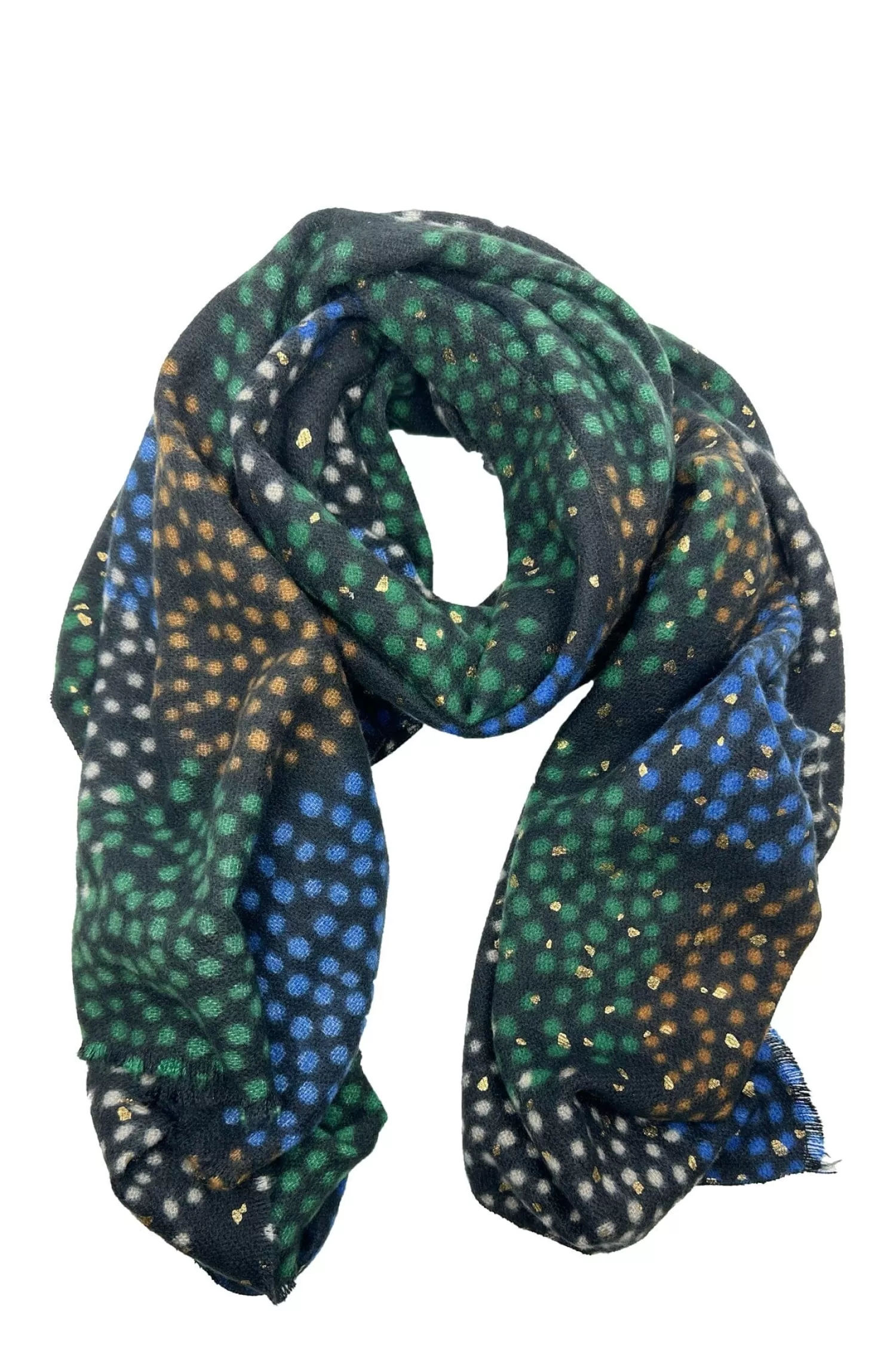 Carolina Scarves*Elodie Spotted Scarf Multicolour with Gold