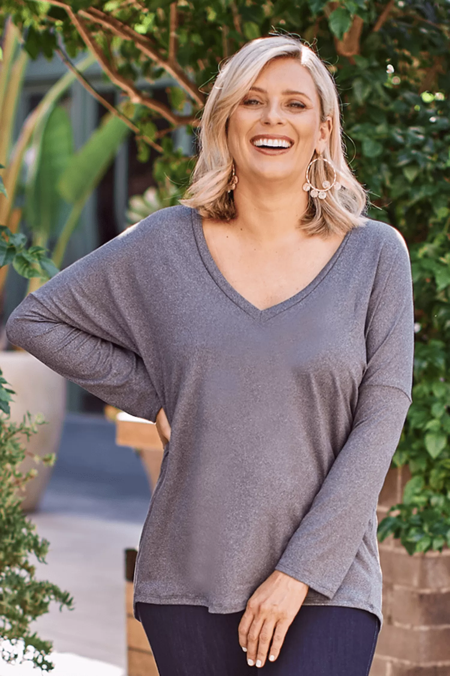 Carolina Long Sleeve*Erica Essential Long Sleeve Top Charcoal