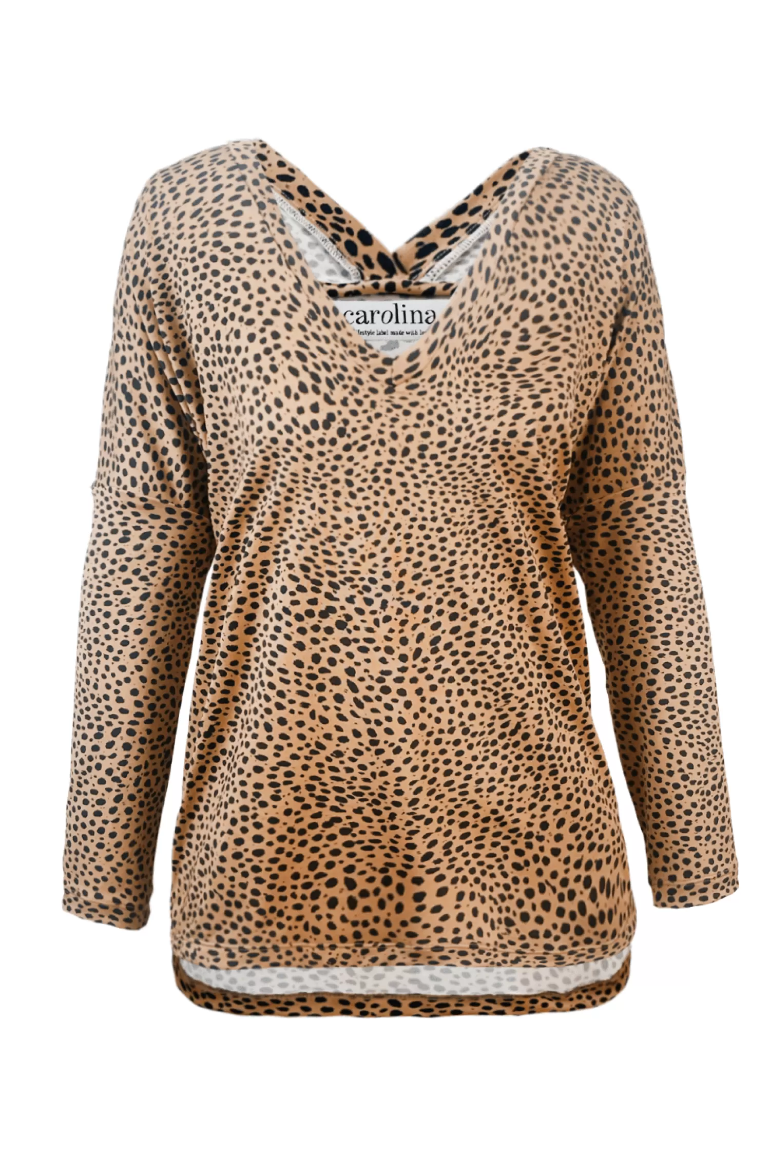 Carolina Long Sleeve*Erica Essential Long Sleeve Top Cheetah Camel