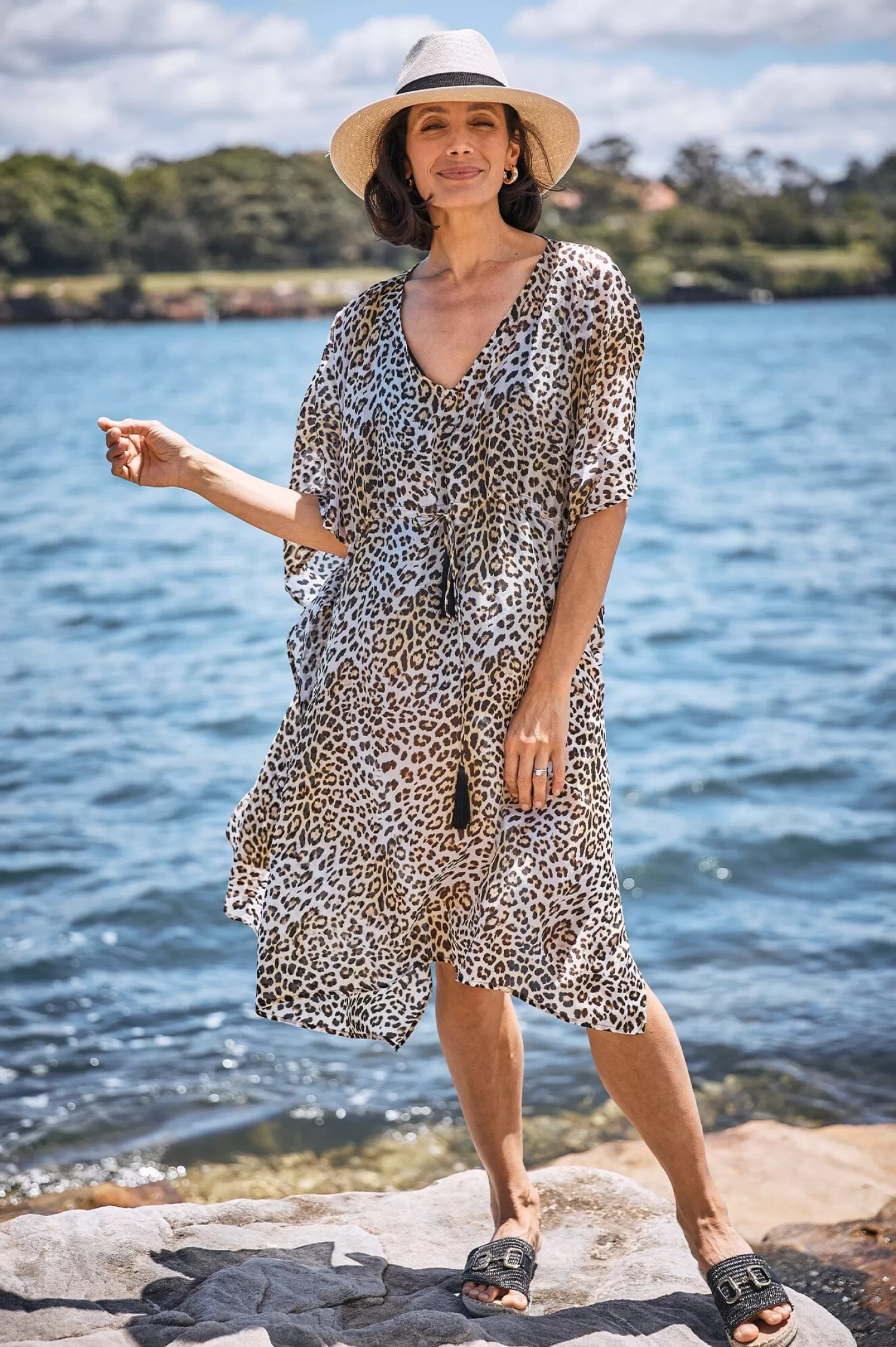 Carolina Capes & Kaftans*Esmé Silk Kaftan Animal Print-Pre Order