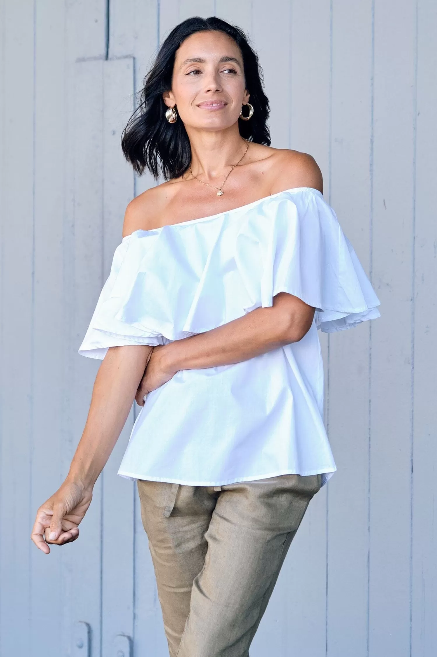 Carolina Short Sleeve*Eva Off Shoulder Top White