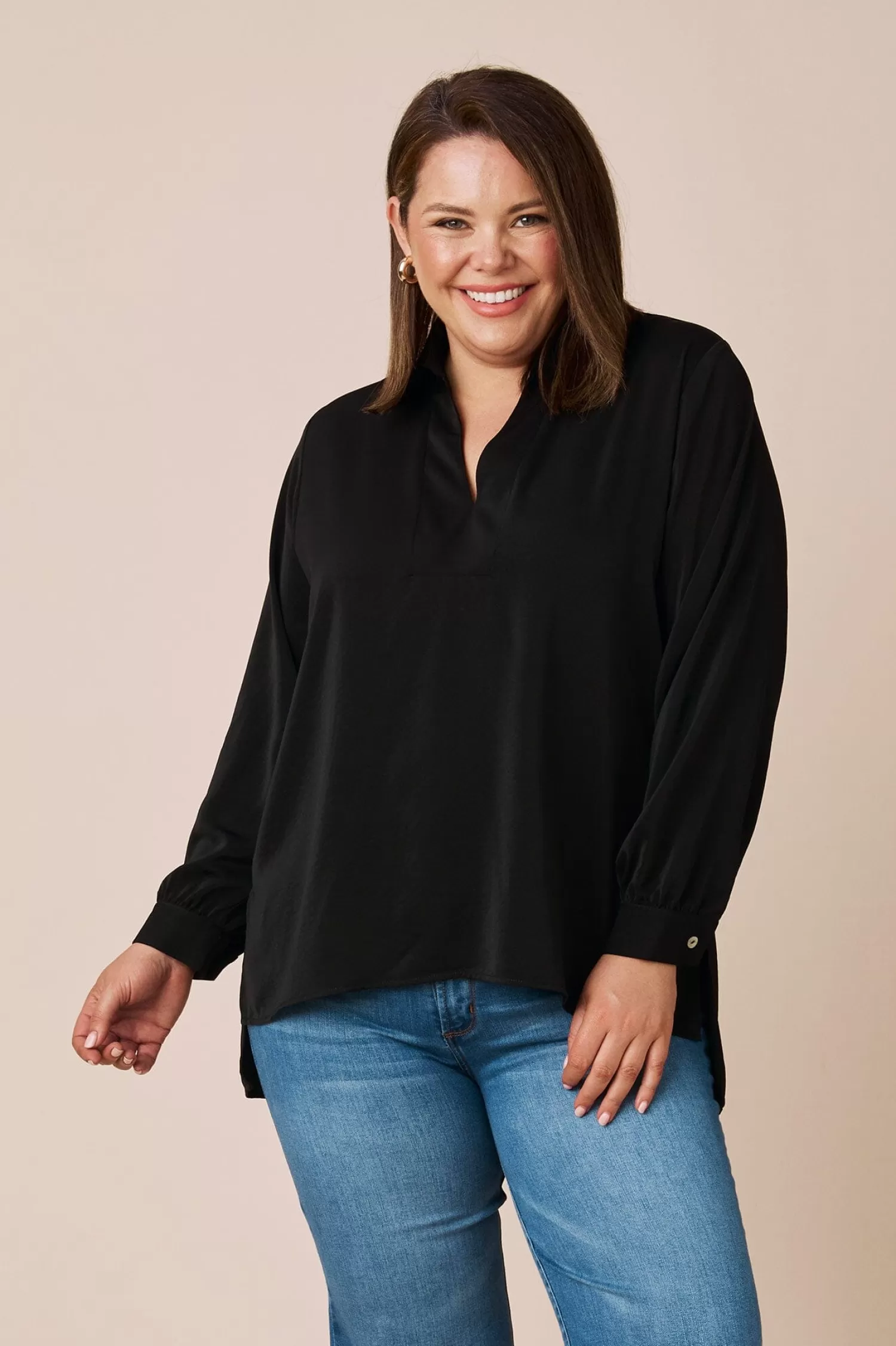 Carolina Long Sleeve*Gillian Collared Shirt Black