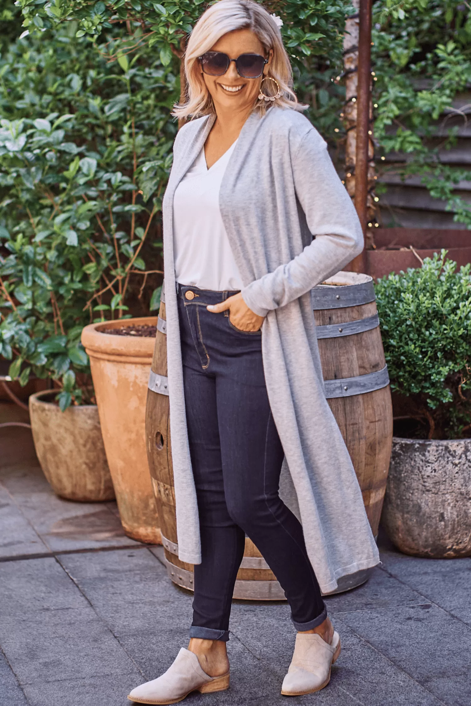 Carolina Knitwear*Gracelyn Cardigan Light Grey