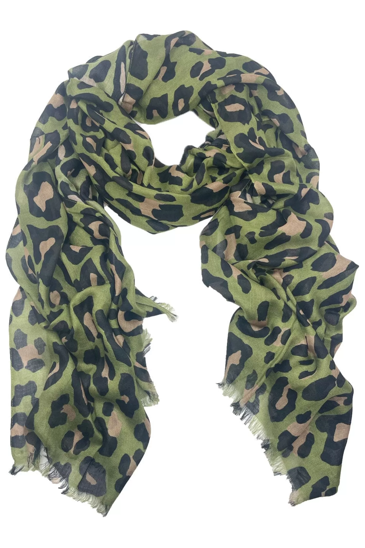 Carolina Scarves*Kaya Animal Print Modal Scarf Olive