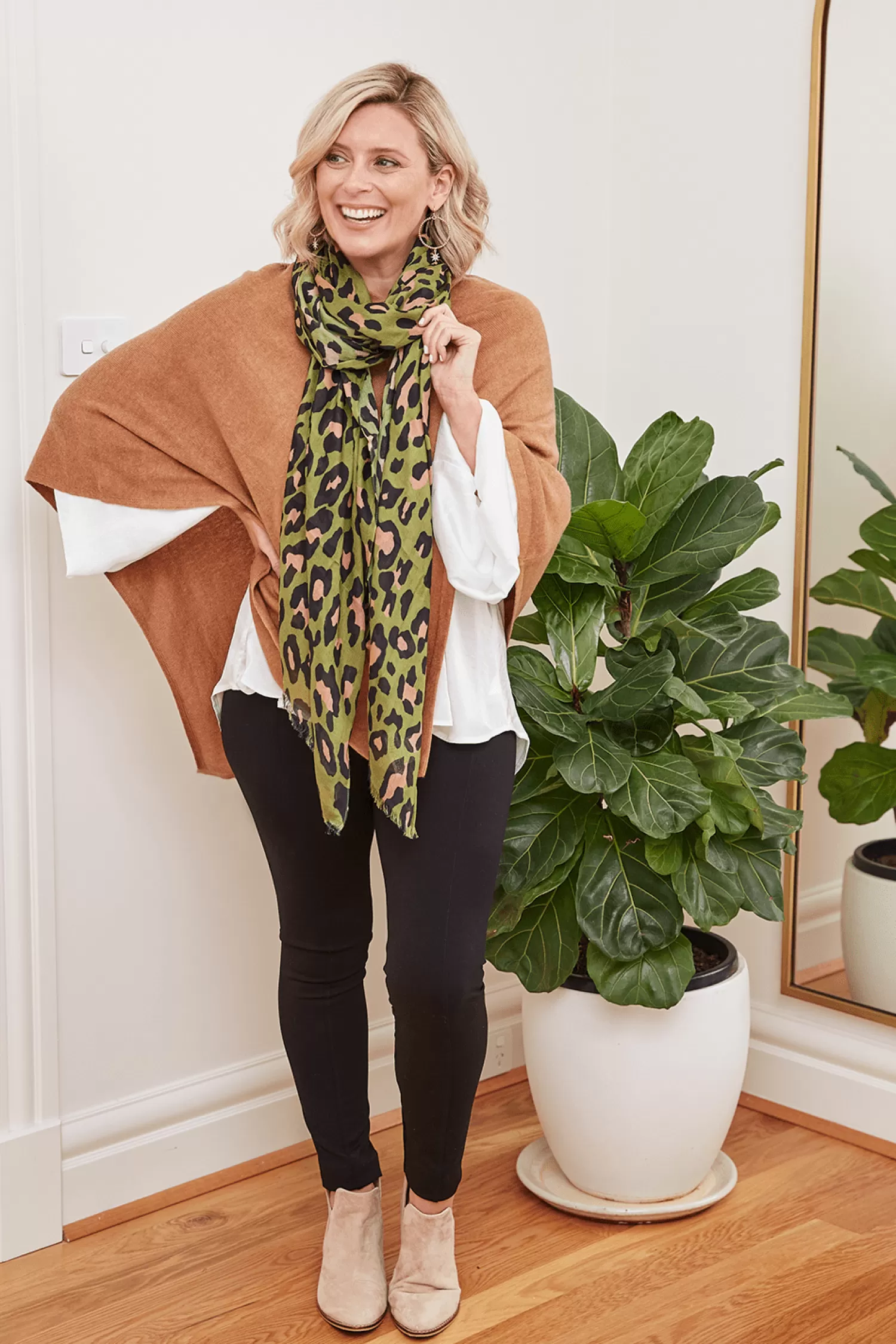 Carolina Scarves*Kaya Animal Print Modal Scarf Olive