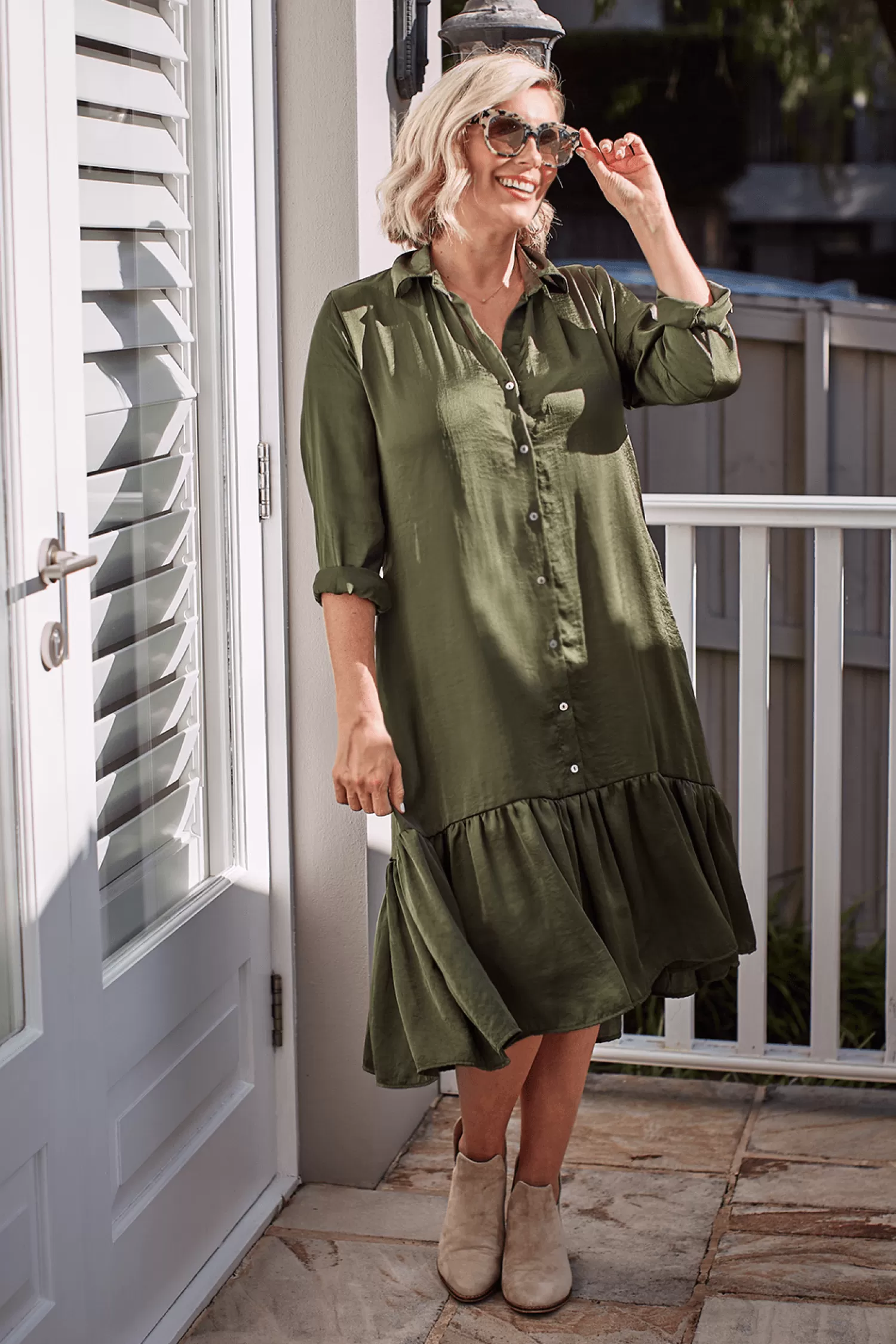 Carolina Long Sleeve*Kaylin Long Sleeve Dress Olive