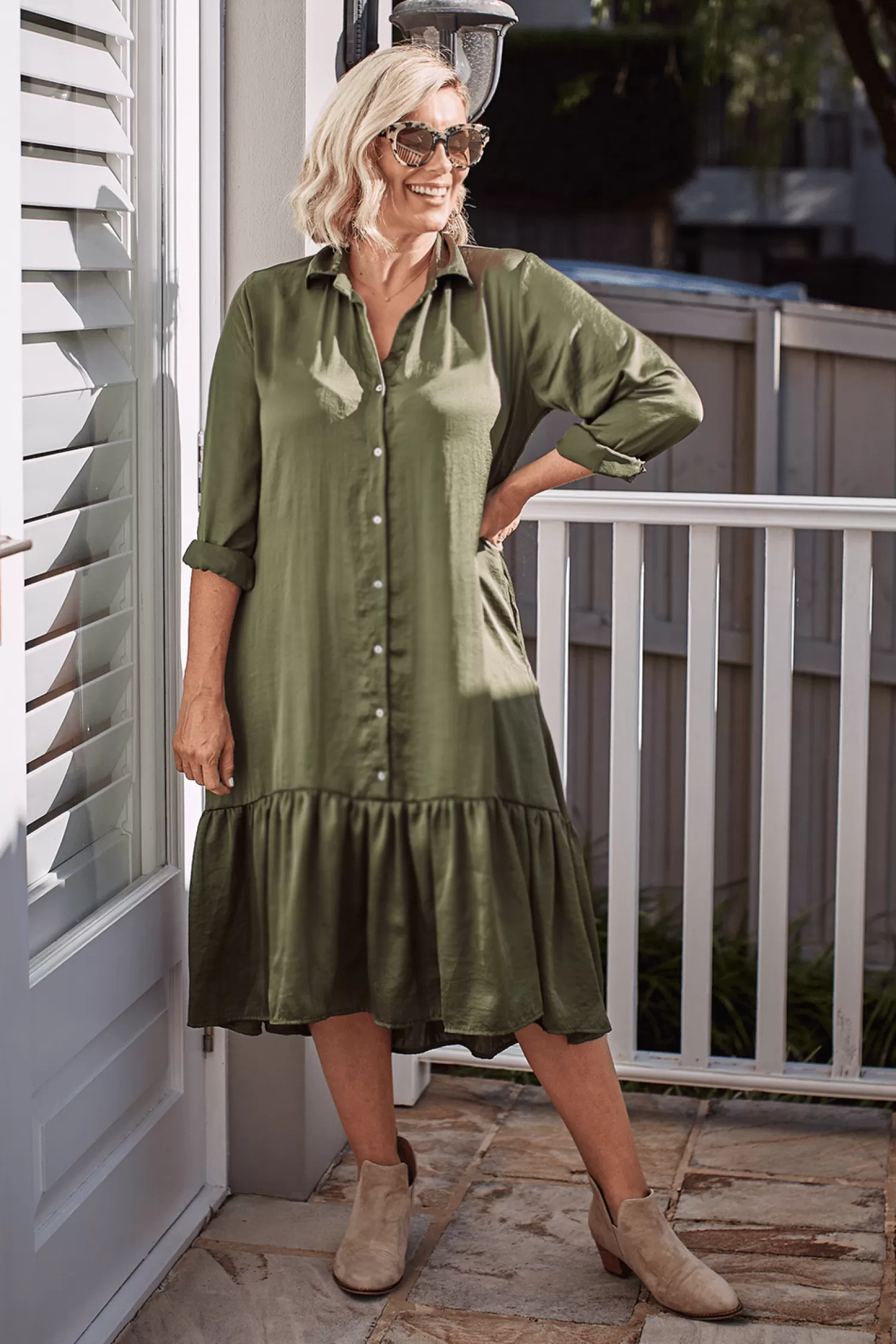 Carolina Long Sleeve*Kaylin Long Sleeve Dress Olive