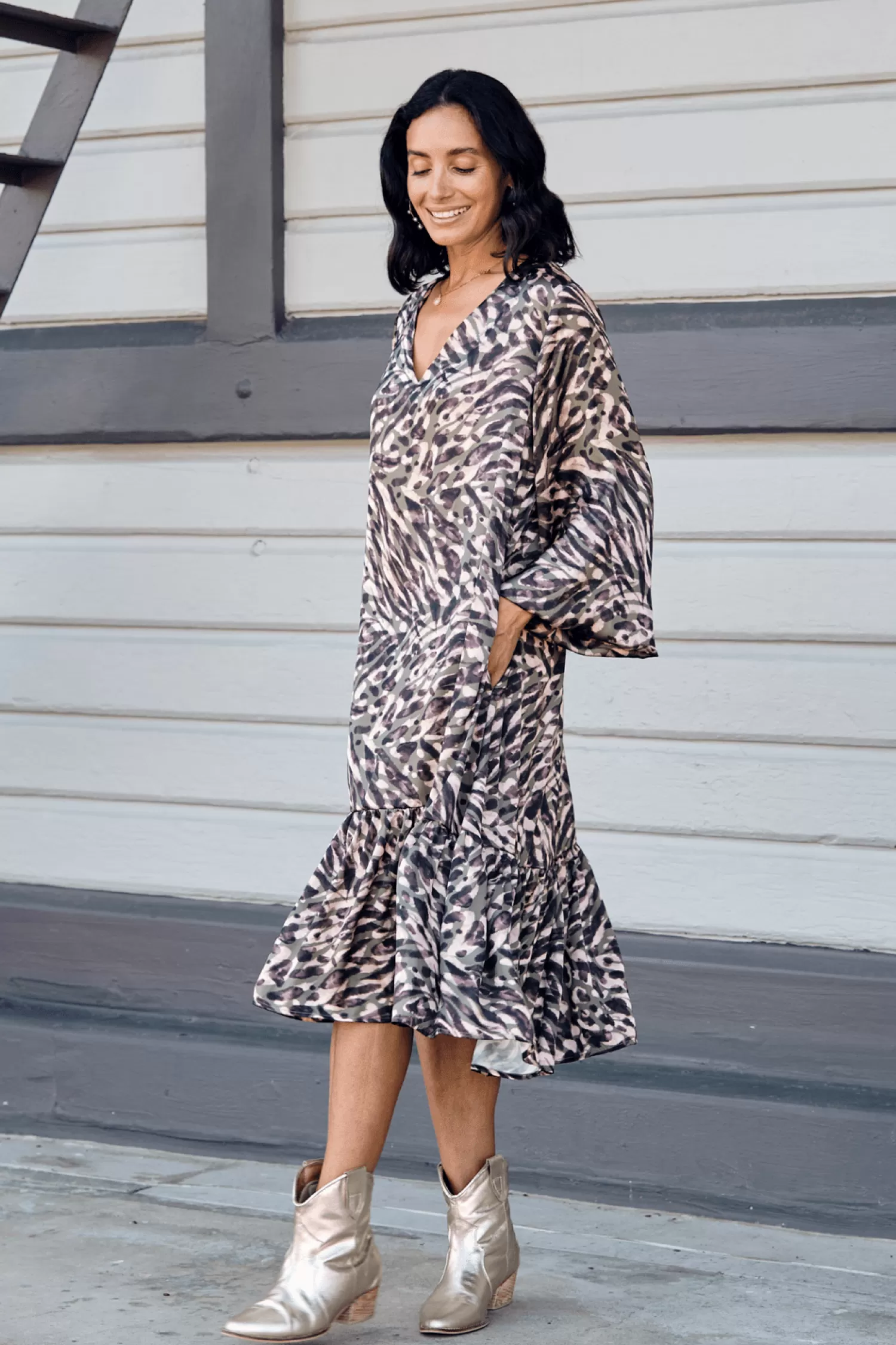 Carolina Long Sleeve*Kenza  Animal Print Dress