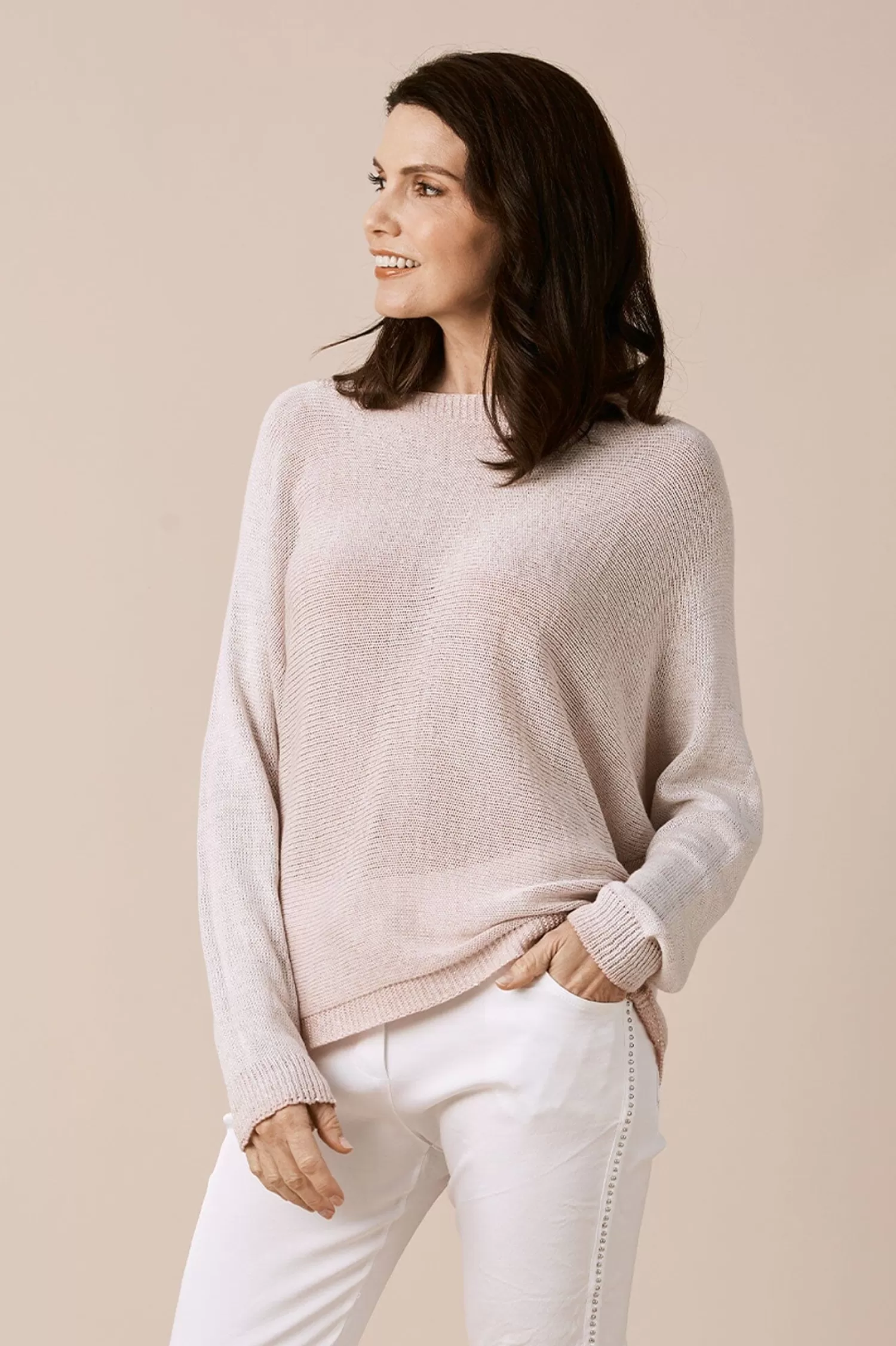 Carolina Knitwear*Kyle Zipped Cardigan Blush Shimmer