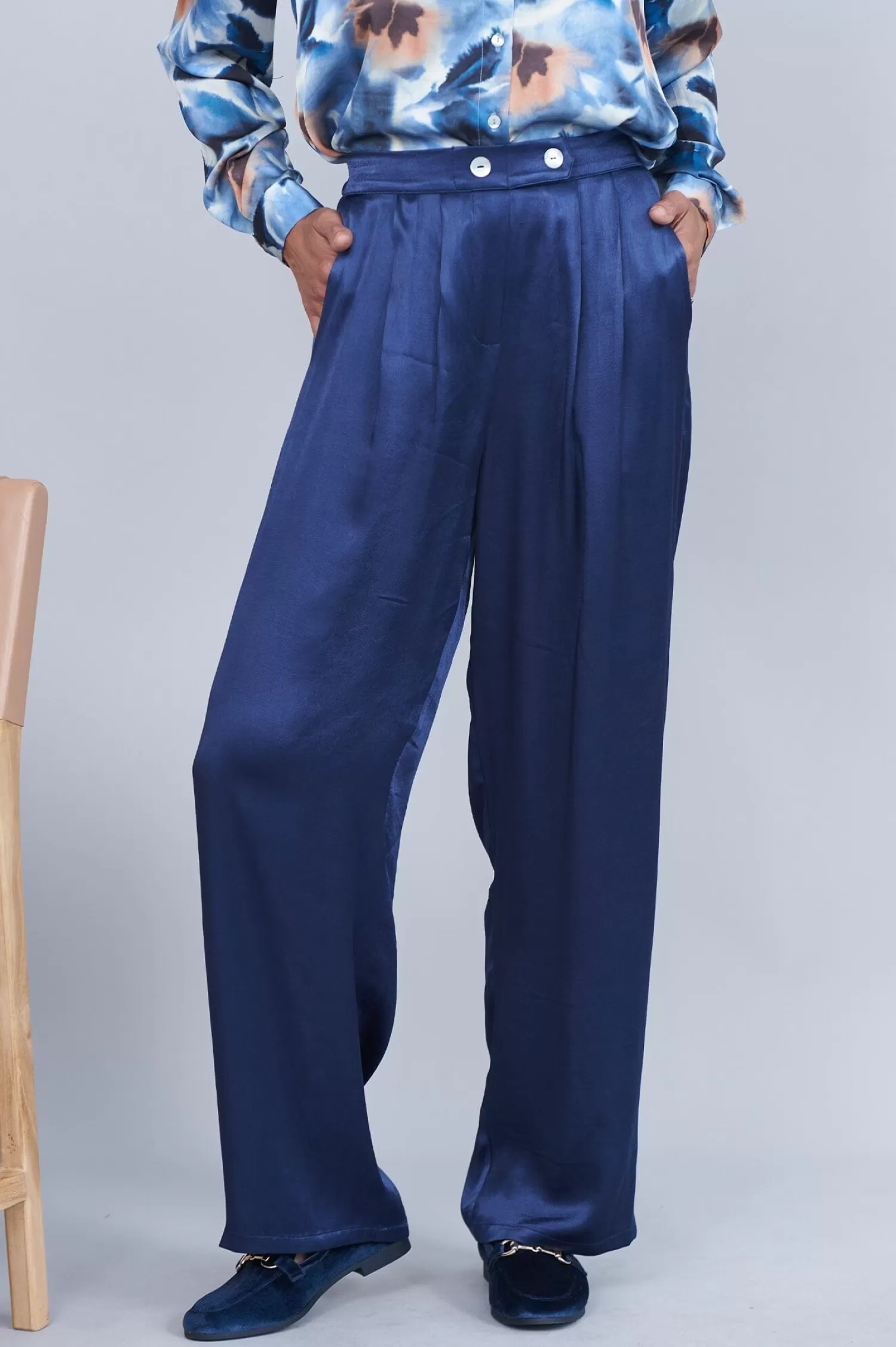 Carolina Pants*Letitia Wide Leg Pants Navy