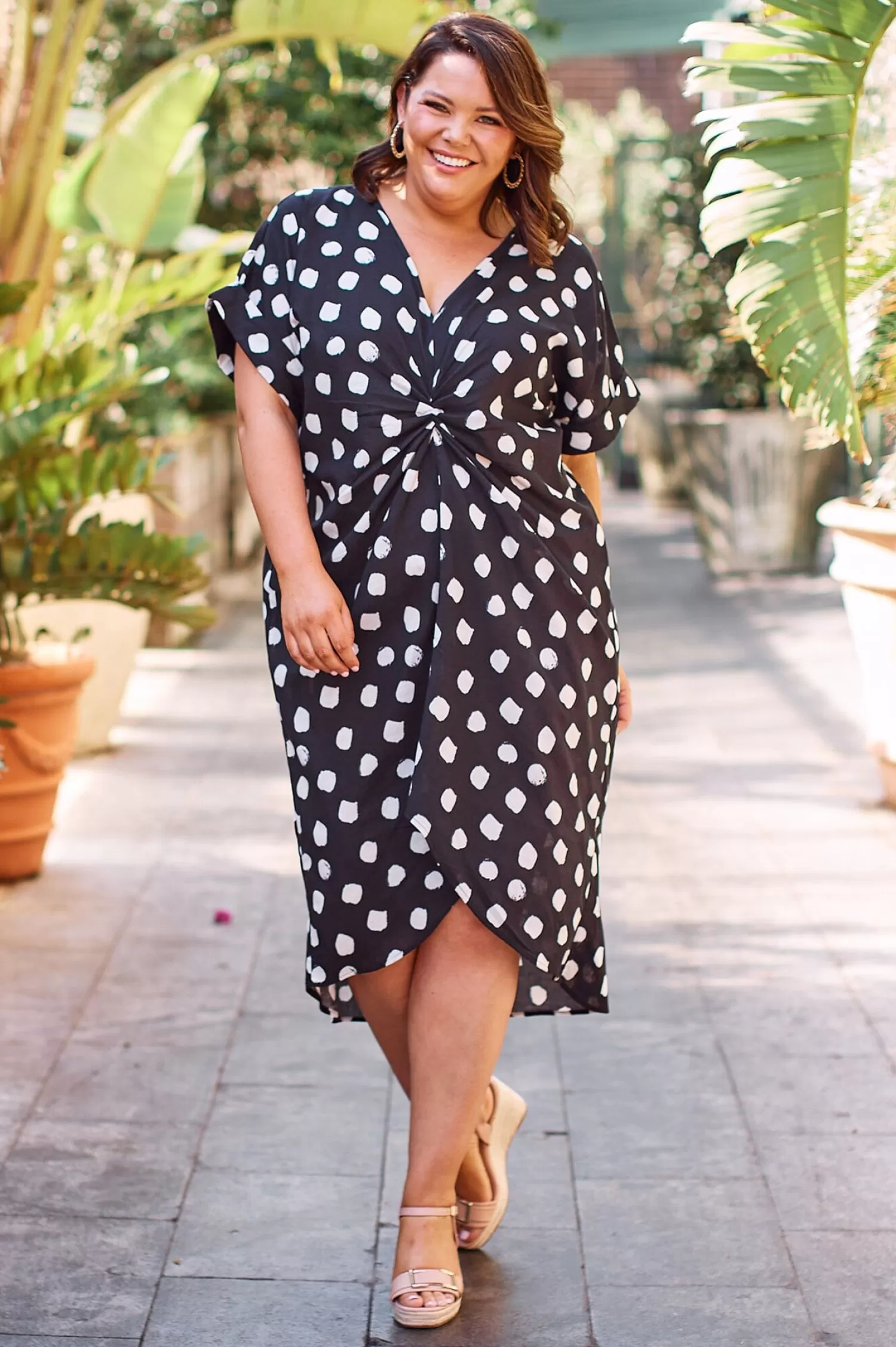 Carolina Short Sleeve*Louisa Dress Black Polka Dot