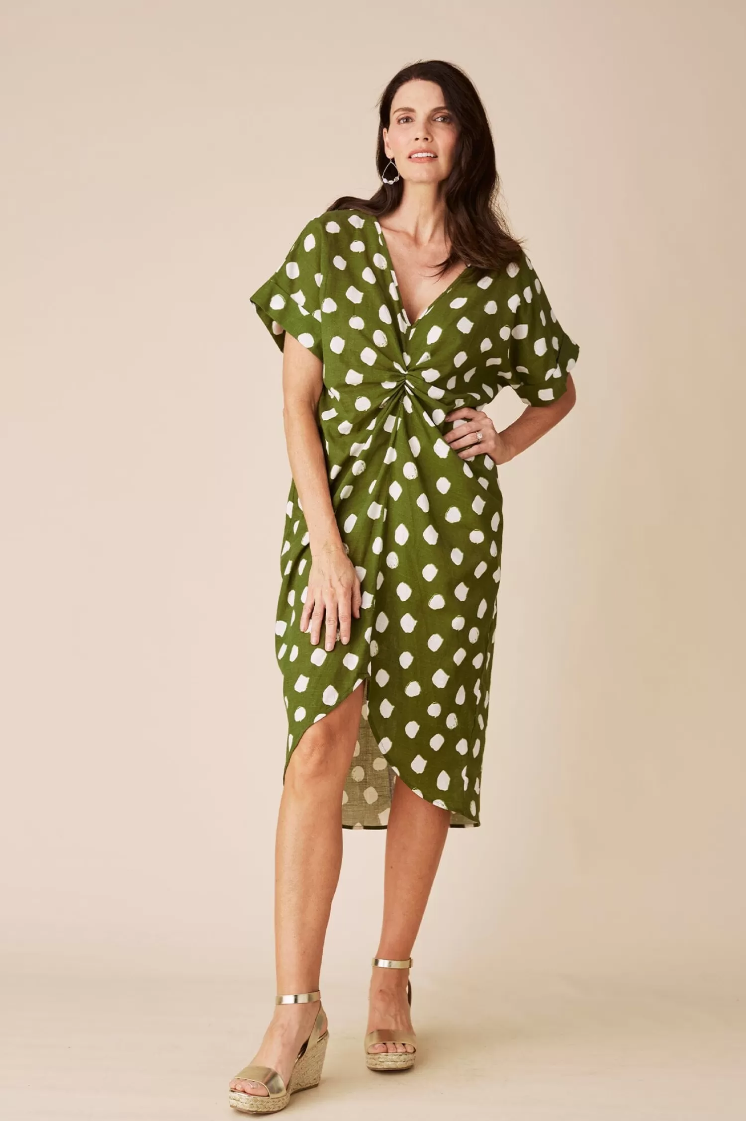 Carolina Short Sleeve*Louisa Dress Green Polka Dot