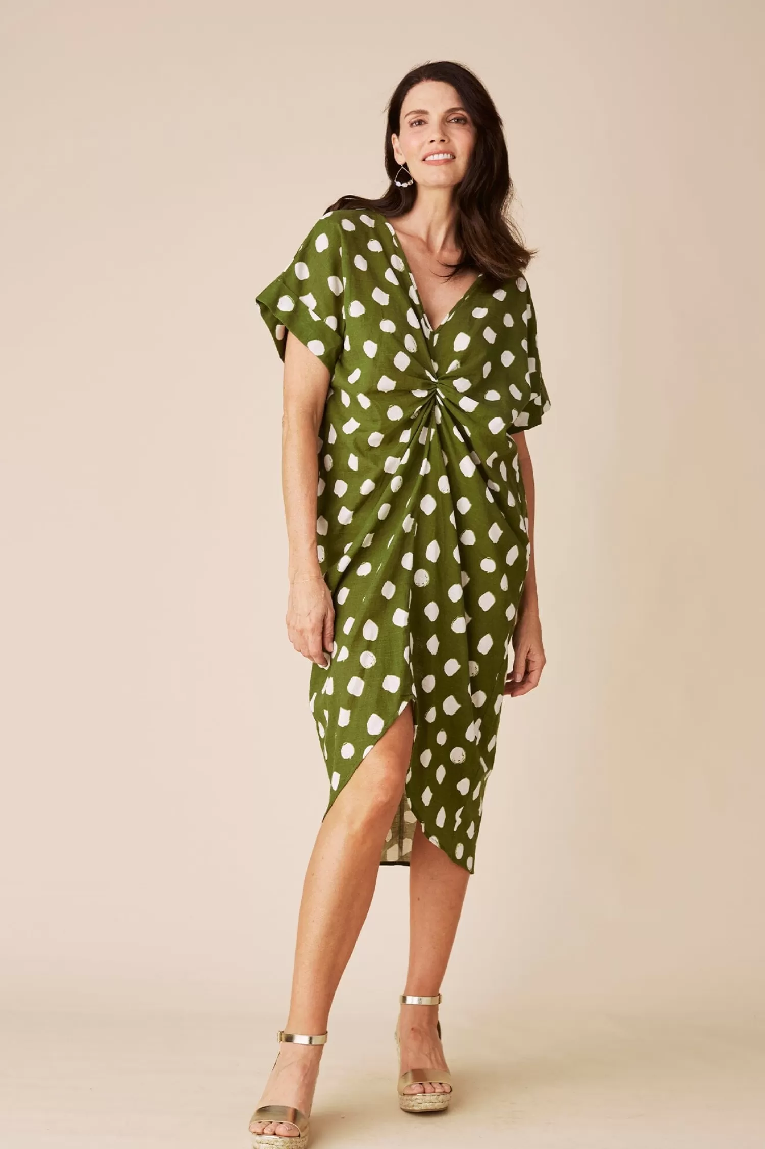 Carolina Short Sleeve*Louisa Dress Green Polka Dot