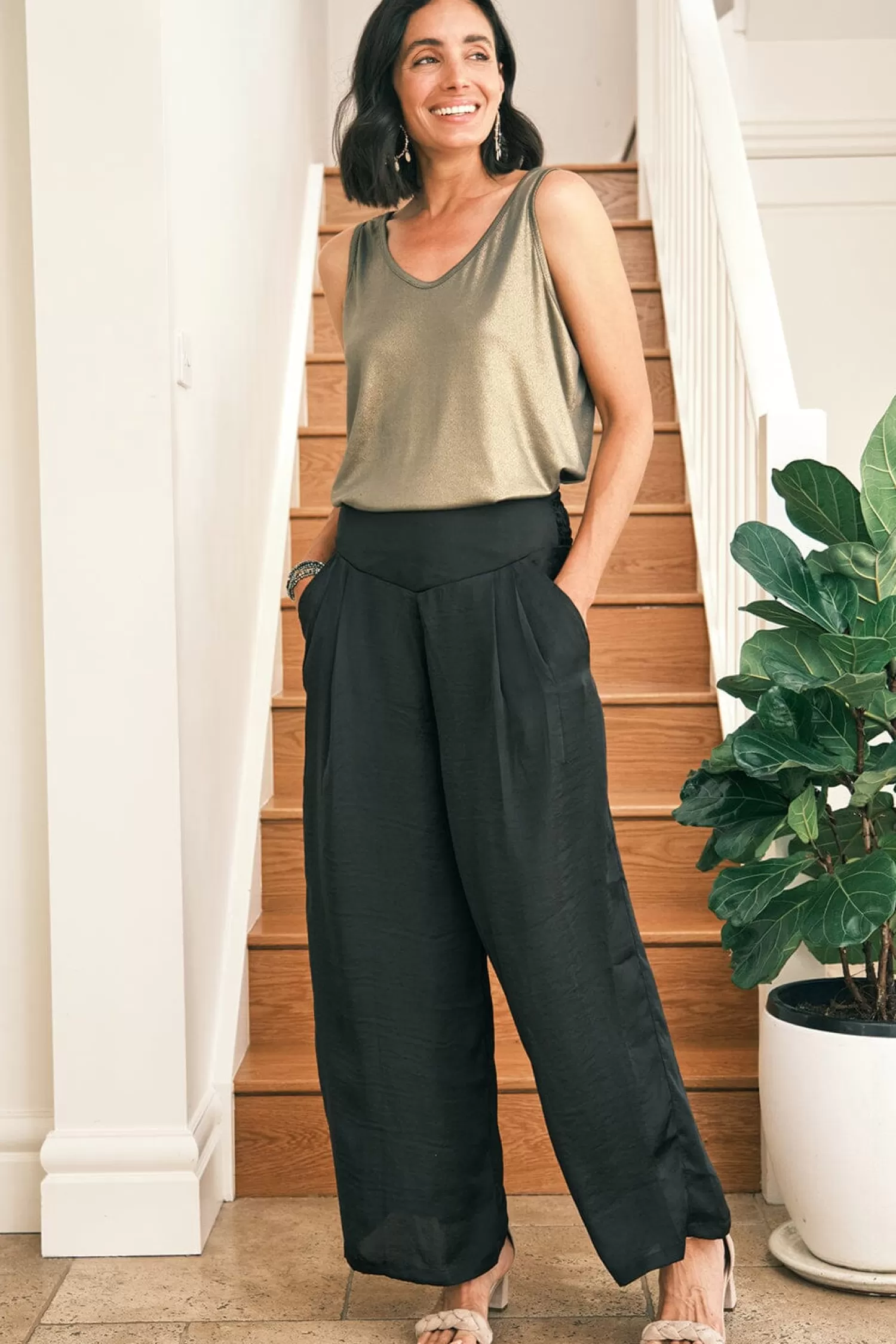 Carolina Pants*Lucinda Wide Leg Pants Black