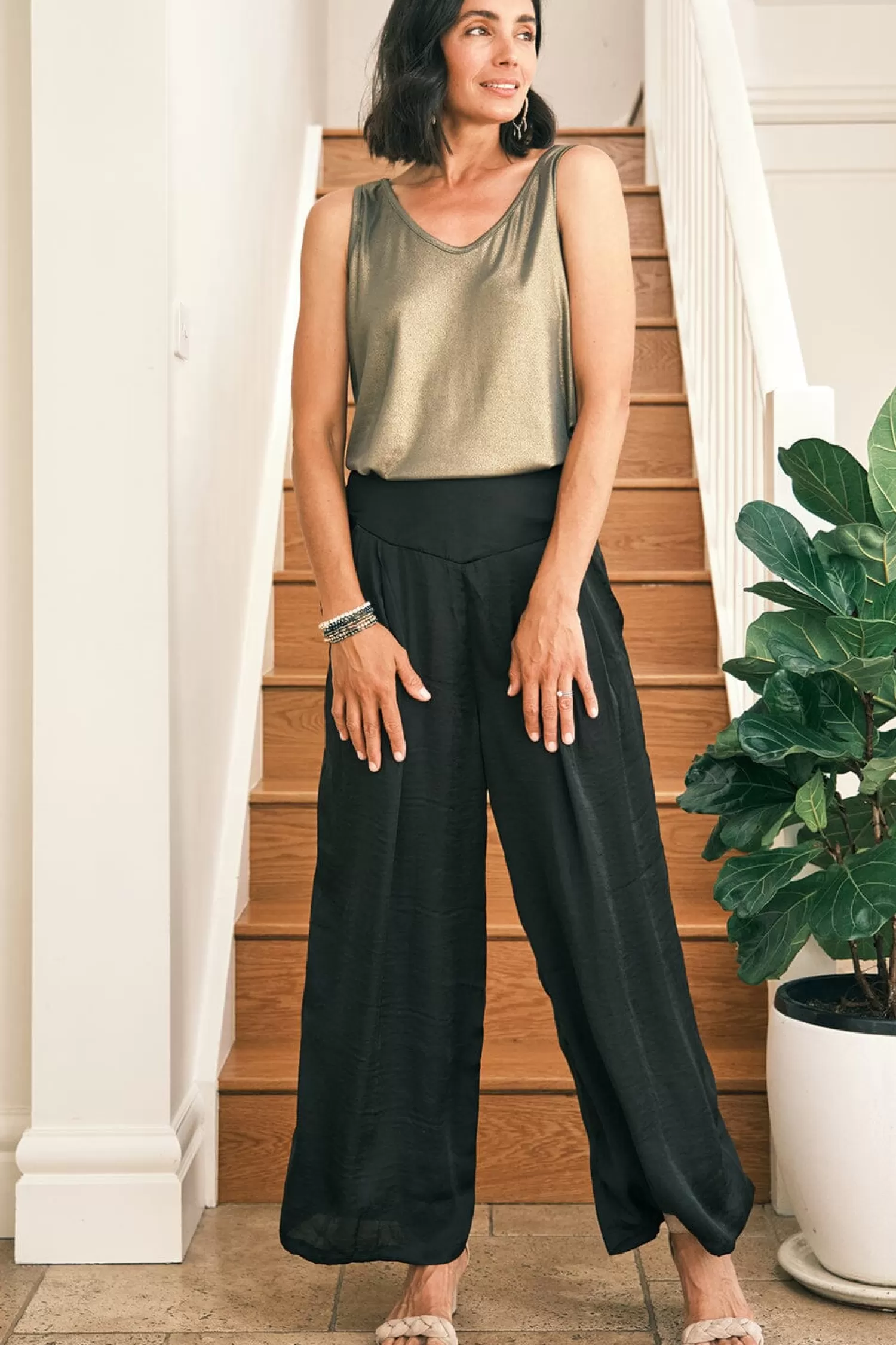 Carolina Pants*Lucinda Wide Leg Pants Black