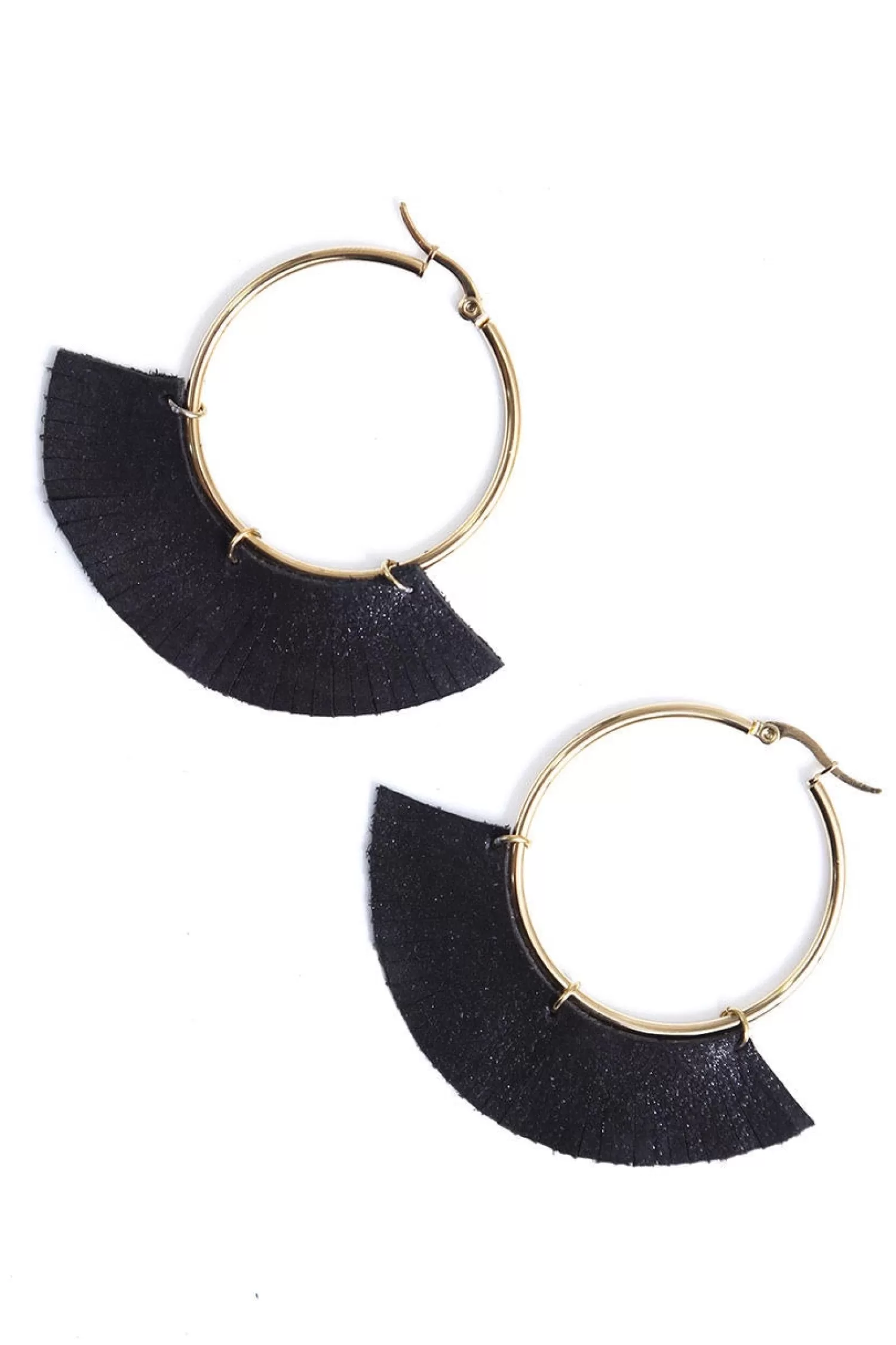 Carolina Earrings*Luna Hoop Earrings Black Metallic