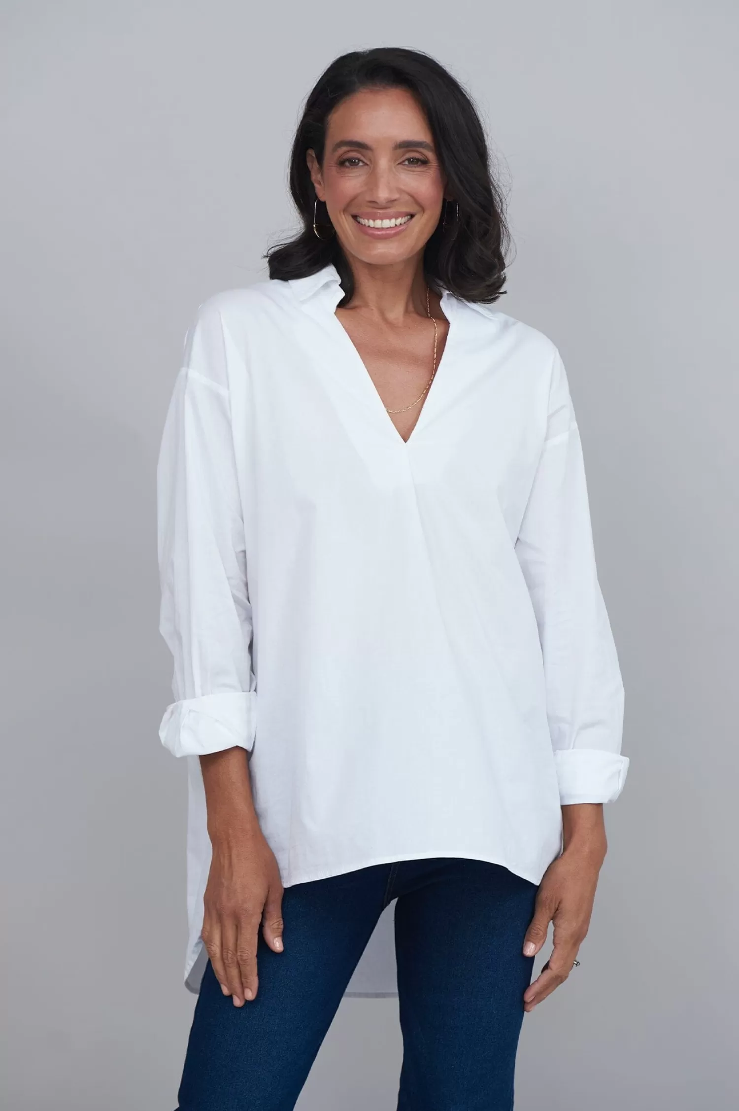 Carolina Long Sleeve*Lynette Collared Long Sleeve Shirt White