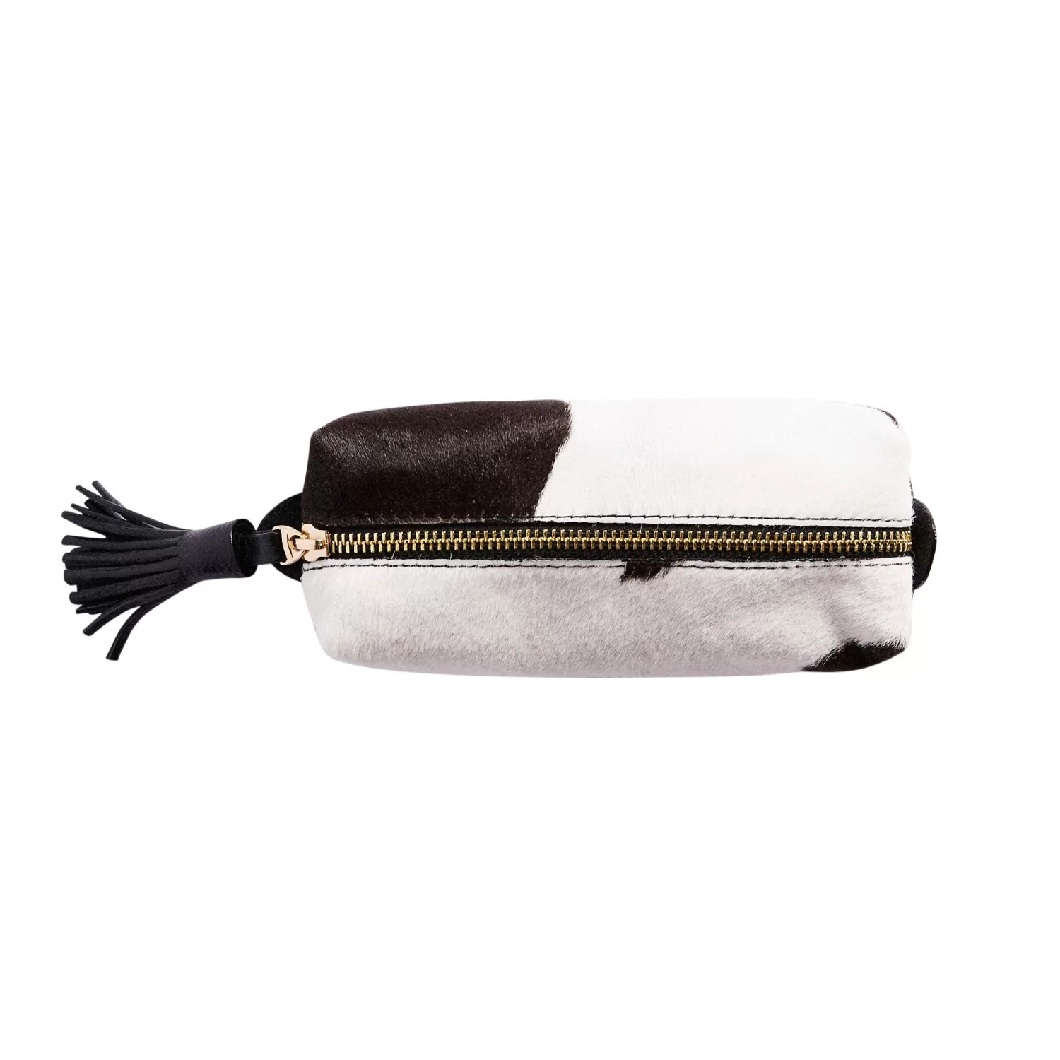 Carolina Travel Accessories*Make up Bag Black and White Cowhide