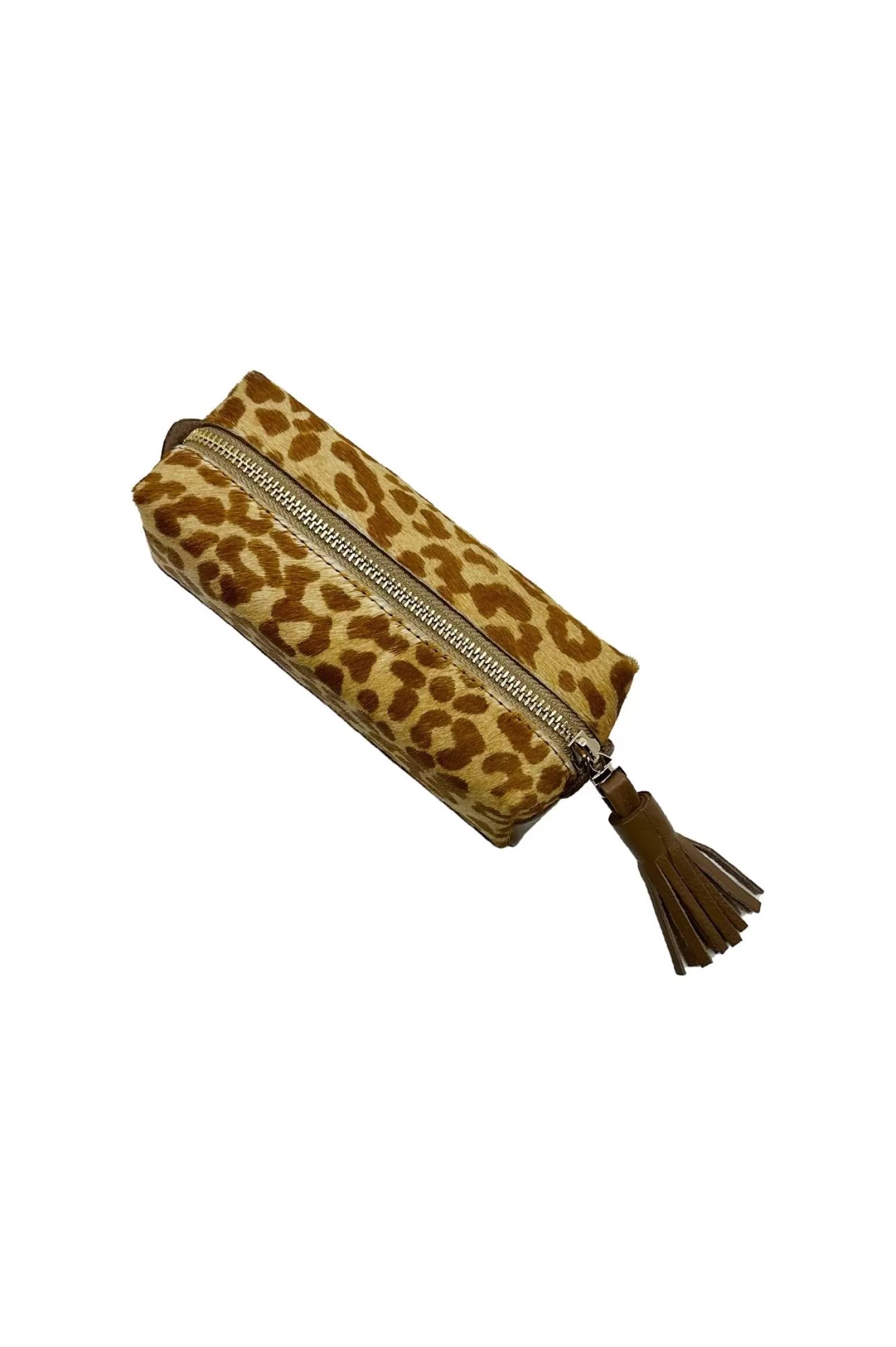 Carolina Travel Accessories | Travel Accessories*Make up Bag Tan Leopard Cowhide