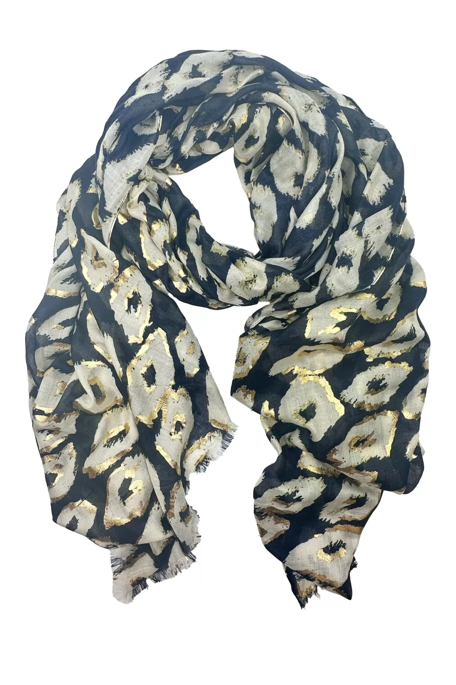 Carolina Scarves*Makena Modal Scarf Black with Gold