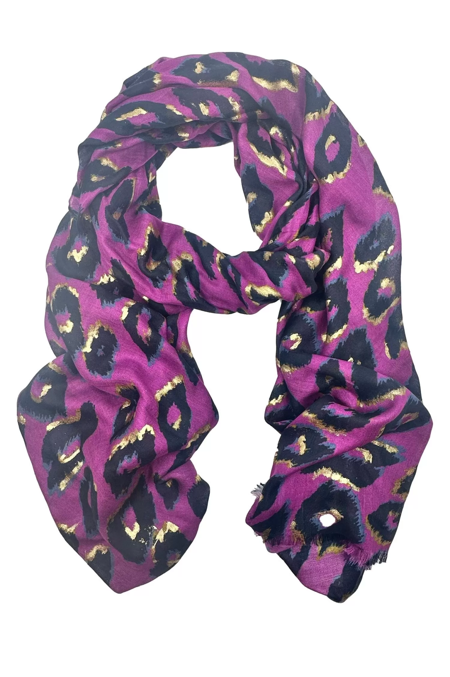 Carolina Scarves*Makena Modal Scarf Magenta with Gold