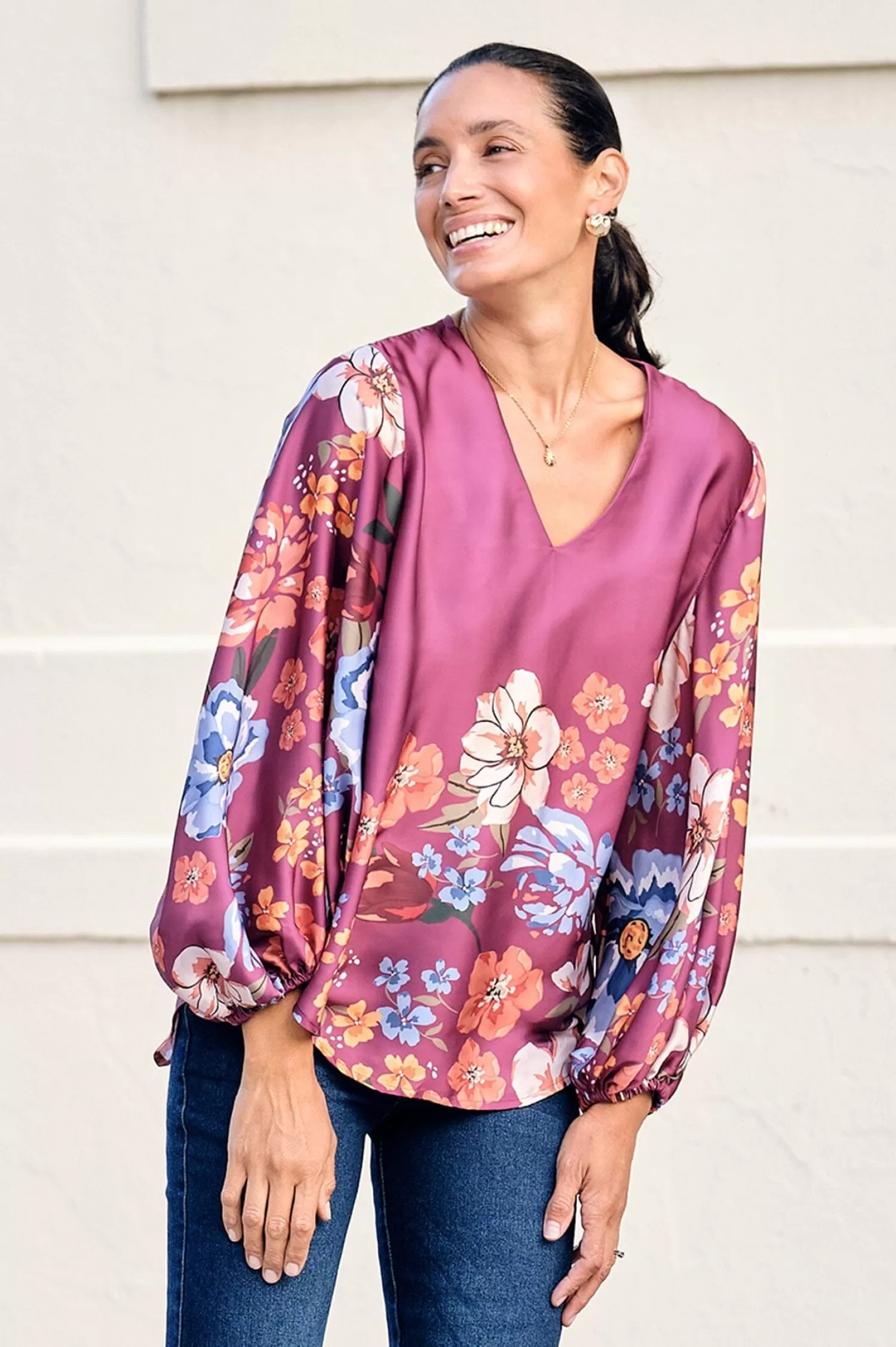 Carolina Sovana Tops | Long Sleeve*Milena V-Neck Long Sleeve Top Burgundy